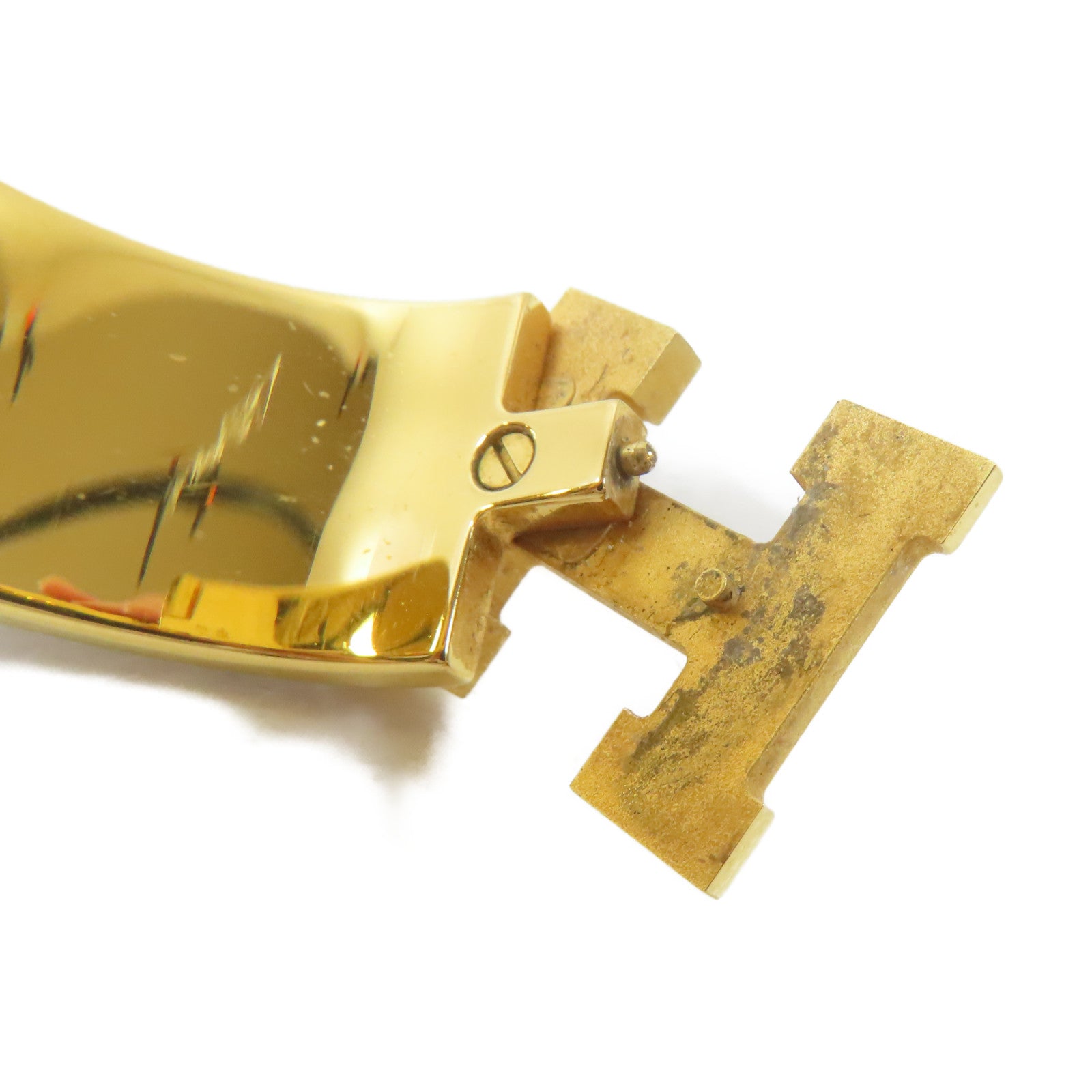 HERMES 金屬Clic Clac H Bracelet手鐲黑色/金色#16cm