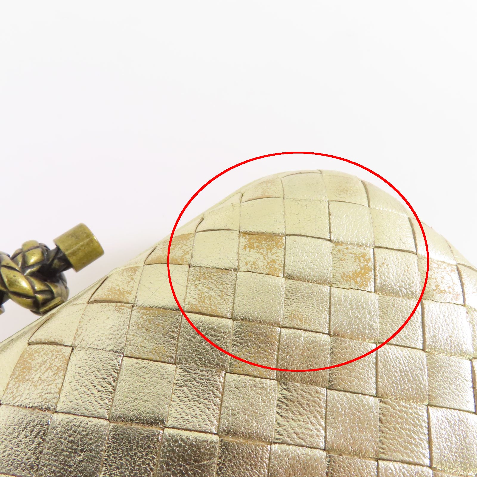 BOTTEGA VENETA 織紋皮革Clutch Bag金扣手拿包金色