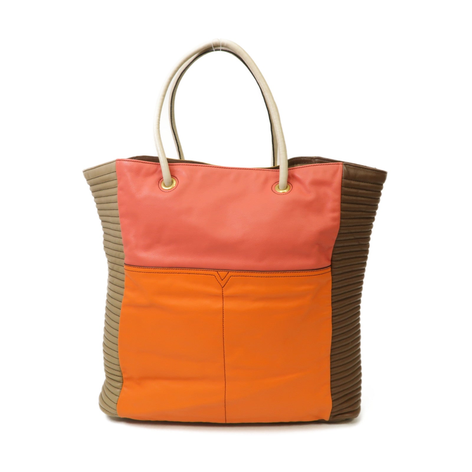 YVES SAINT LAURENT 【激減優惠】牛皮皮革Tote Bag金扣手挽袋啡色/橙色/粉紅色