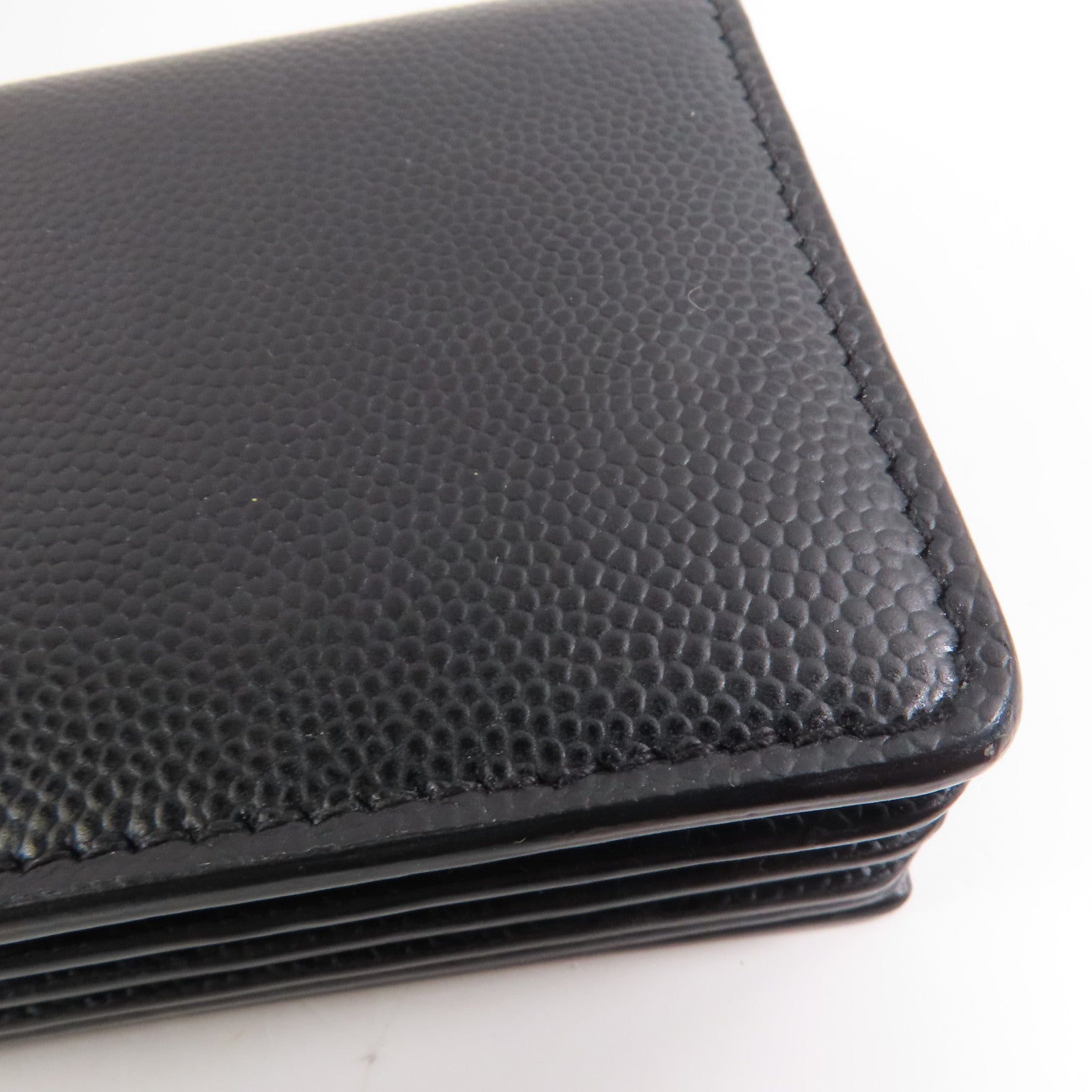 SAINT LAURENT YSL GHW Card Case Calfskin Leather Black