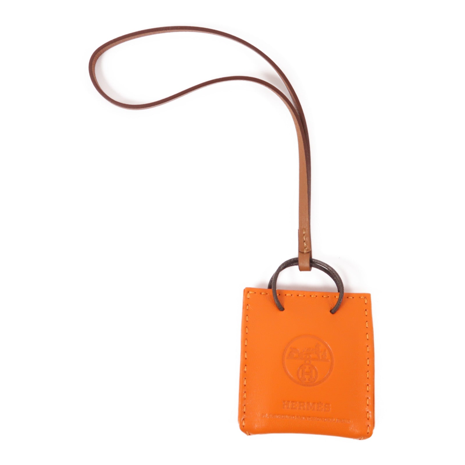 HERMES 皮革Charm掛飾Orange