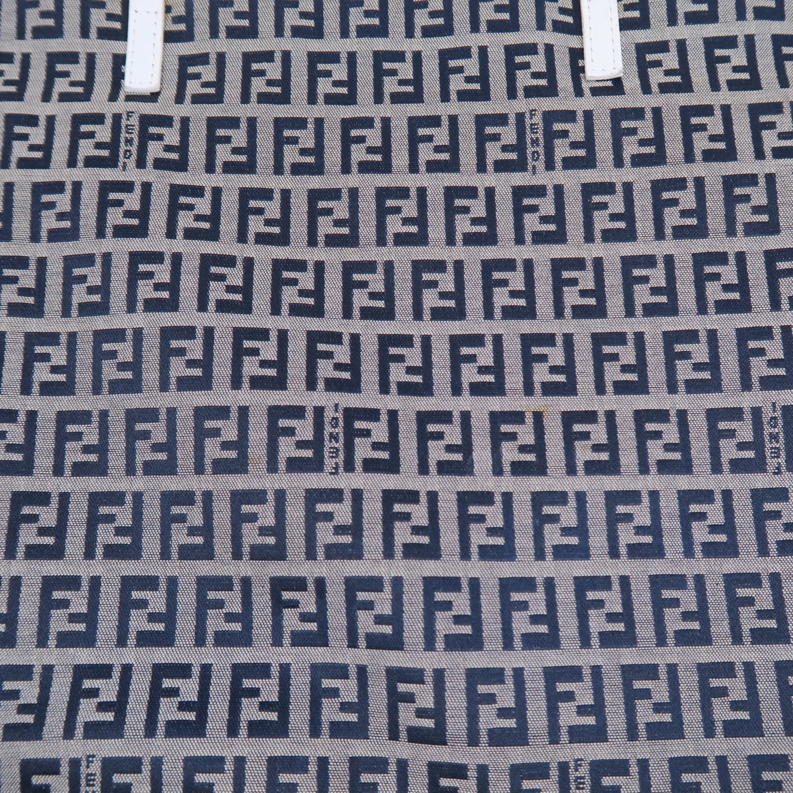 FENDI 帆布Tote Bag銀扣肩背袋灰色/藍色