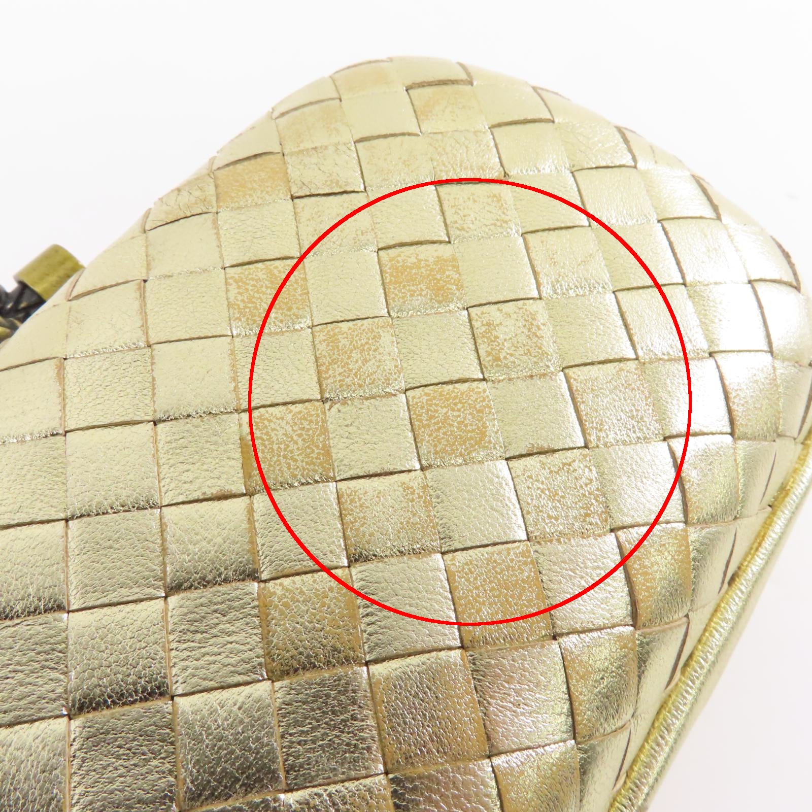 BOTTEGA VENETA 織紋皮革Clutch Bag金扣手拿包金色