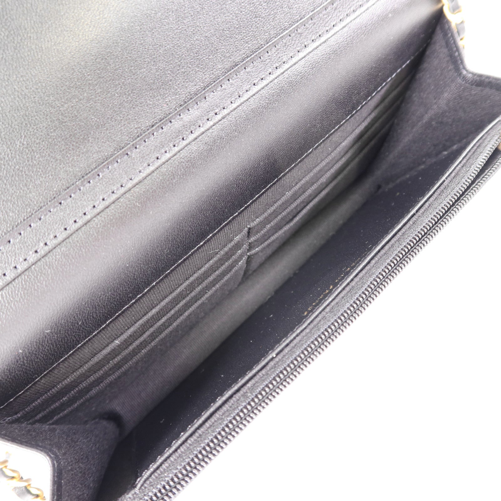 CHANEL CC GHW Chain Shoulder Bag Lambskin Leather Black
