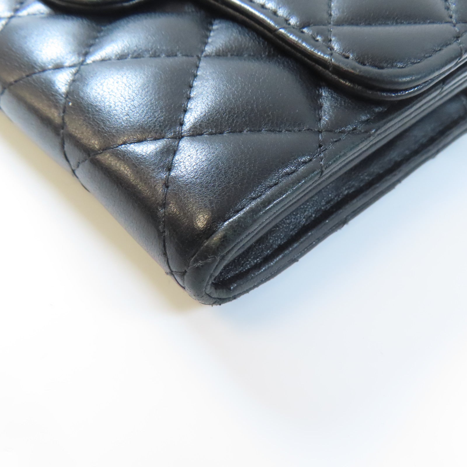 CHANEL 羊皮皮革Wallet銀扣錢包黑色