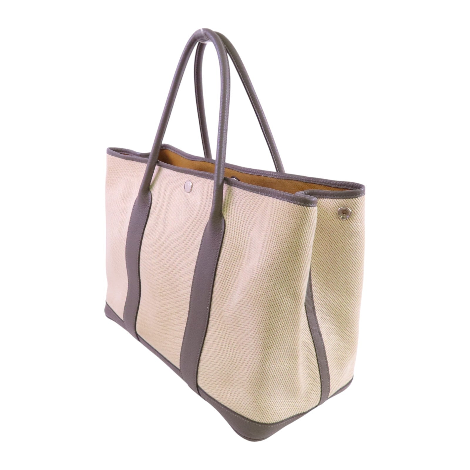 HERMES 【激減優惠】帆布GardenParty PM銀扣手挽袋
