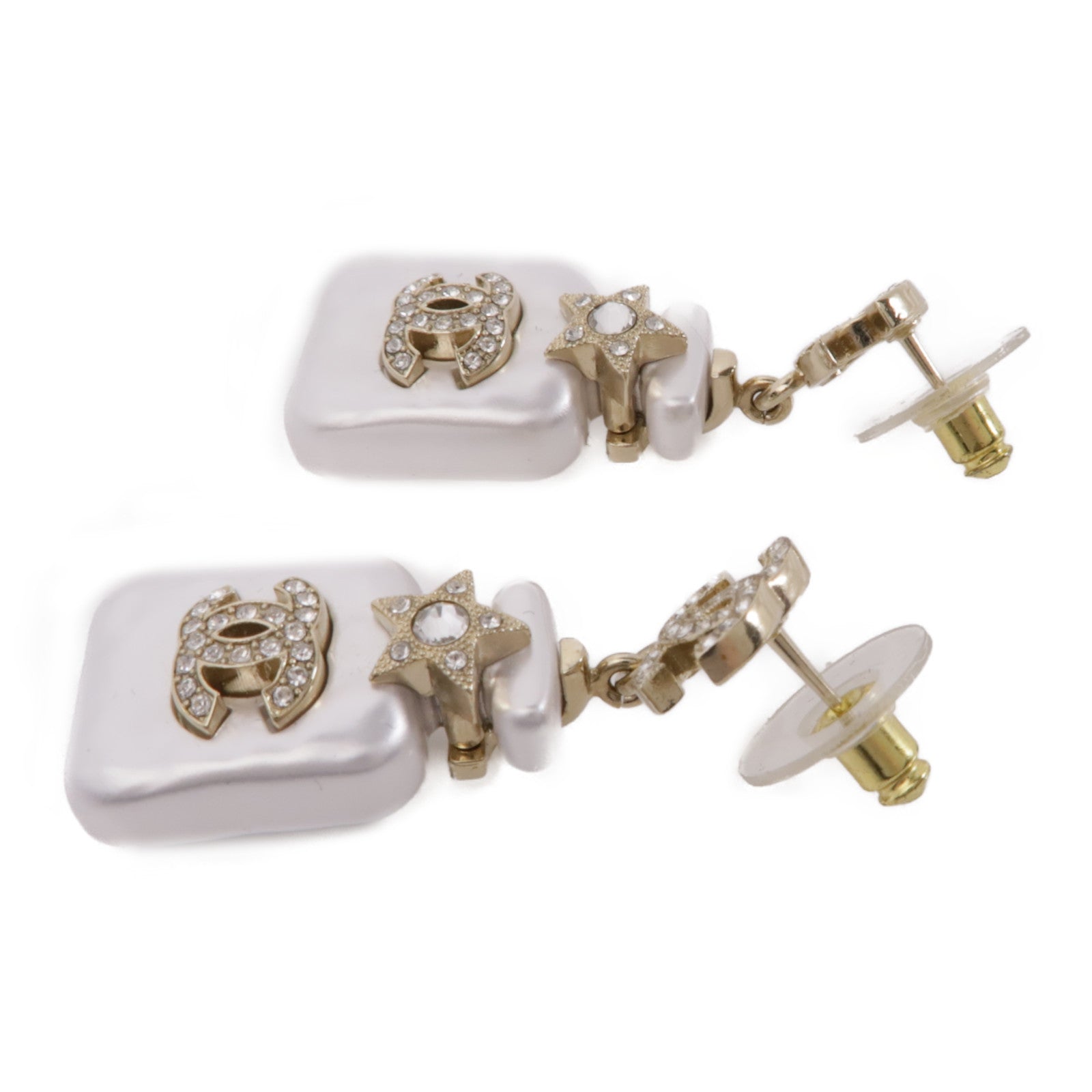CHANEL PVC/金屬Earrings耳環白色/金色