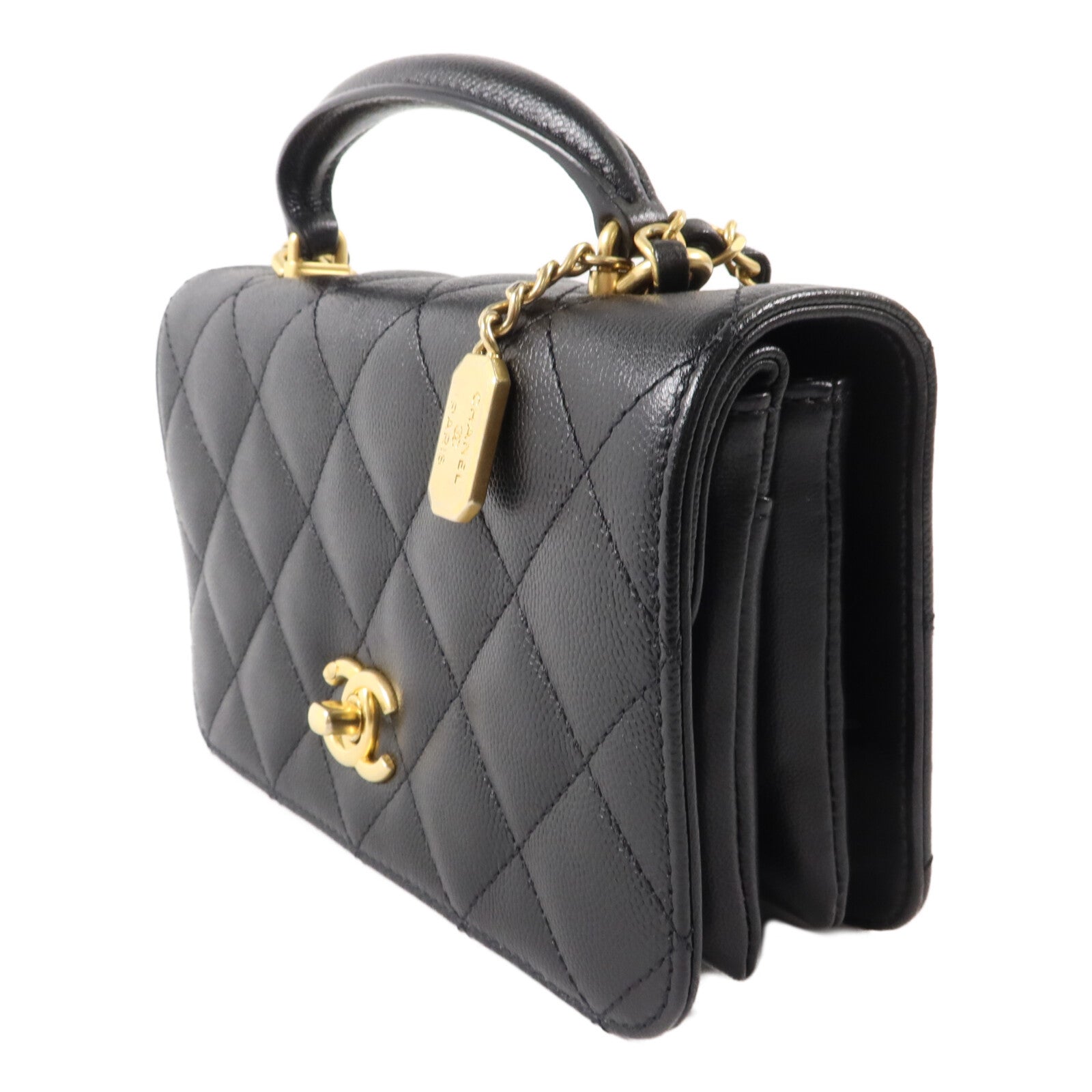 CHANEL 牛皮皮革Chain Shoulder With Handle手挽肩背兩用袋