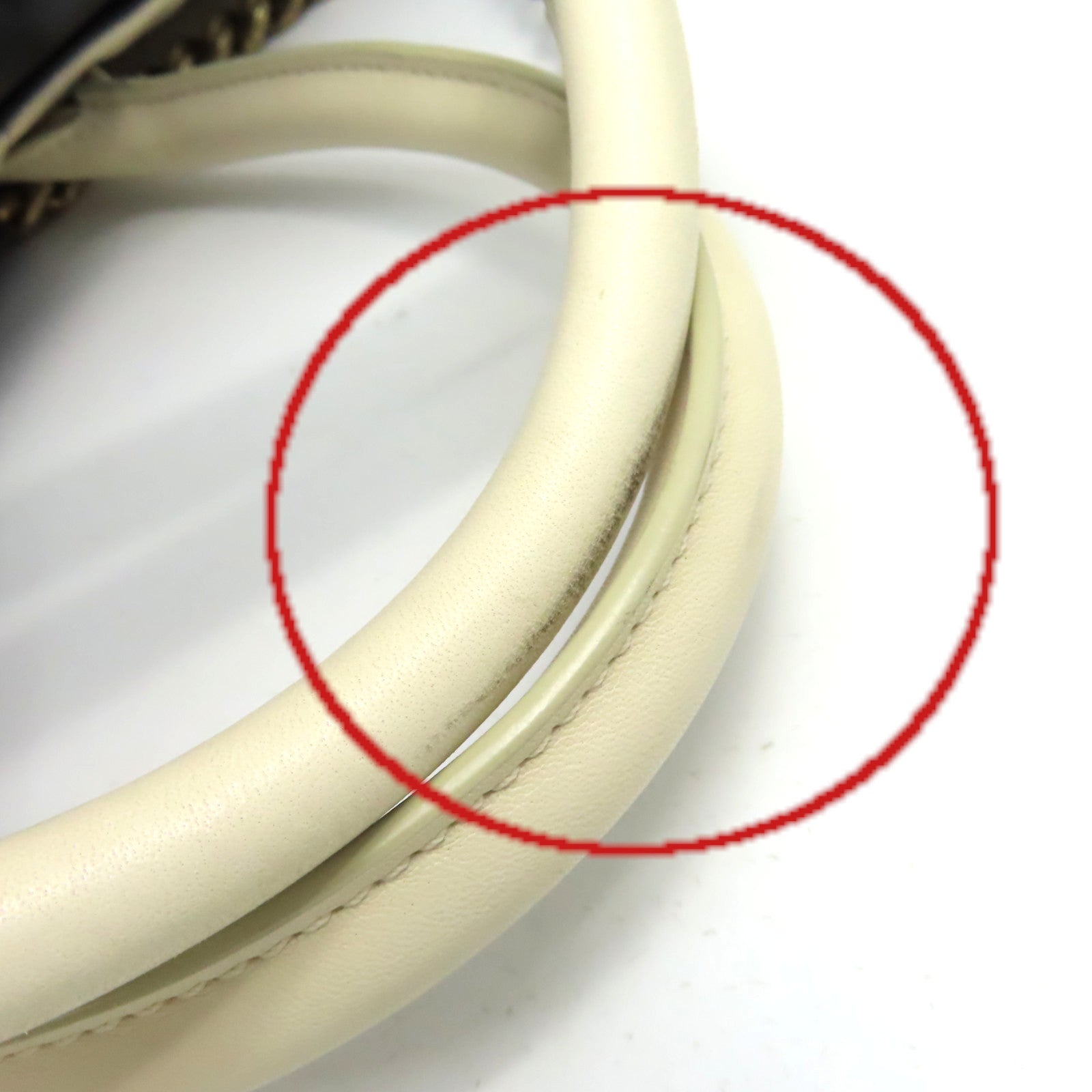 CHANEL 菱格牛皮皮革2Way Shoulder Bag金扣鏈帶手挽肩背兩用袋米白色/黑色