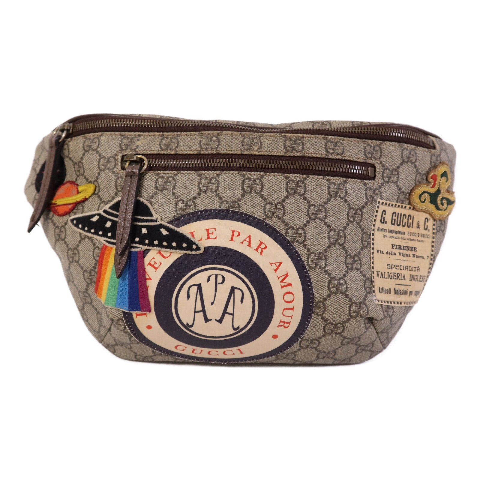 GUCCI 塗層帆布GG Supreme Courrier金扣腰包