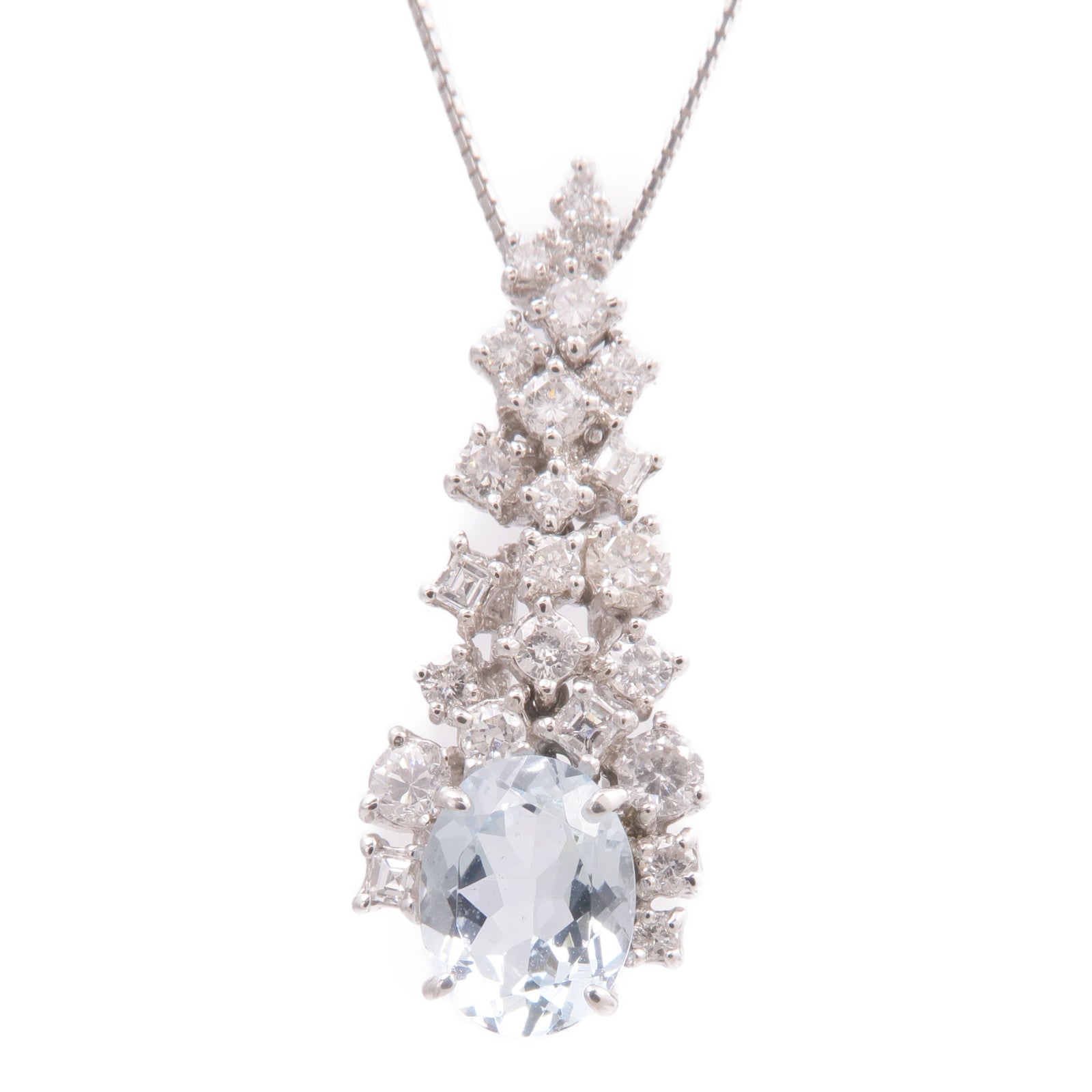 JEWELRY 18K白金Aquamarine Diamond Necklace藍晶/鑽石項鍊