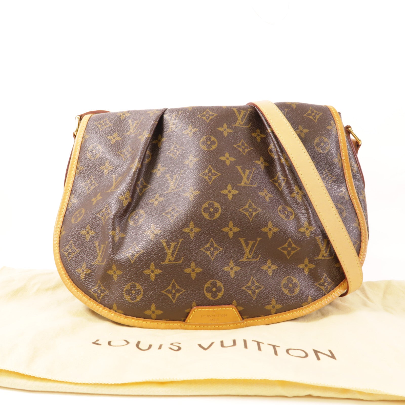 LOUIS VUITTON Monogram Menilmontant MM金扣肩背袋棕色