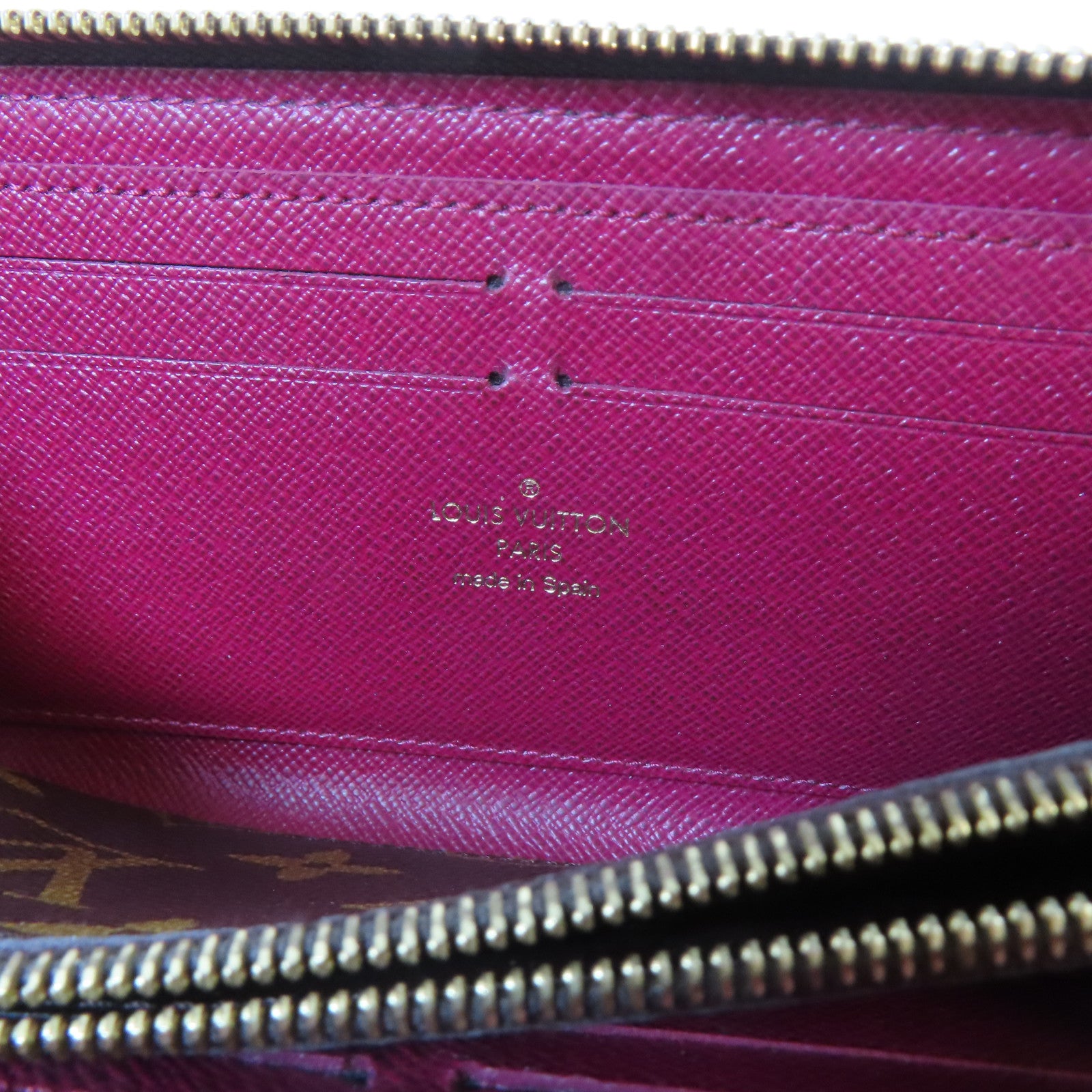 LOUIS VUITTON Monogram Clemence Wallet金扣長錢包啡色/紫紅色