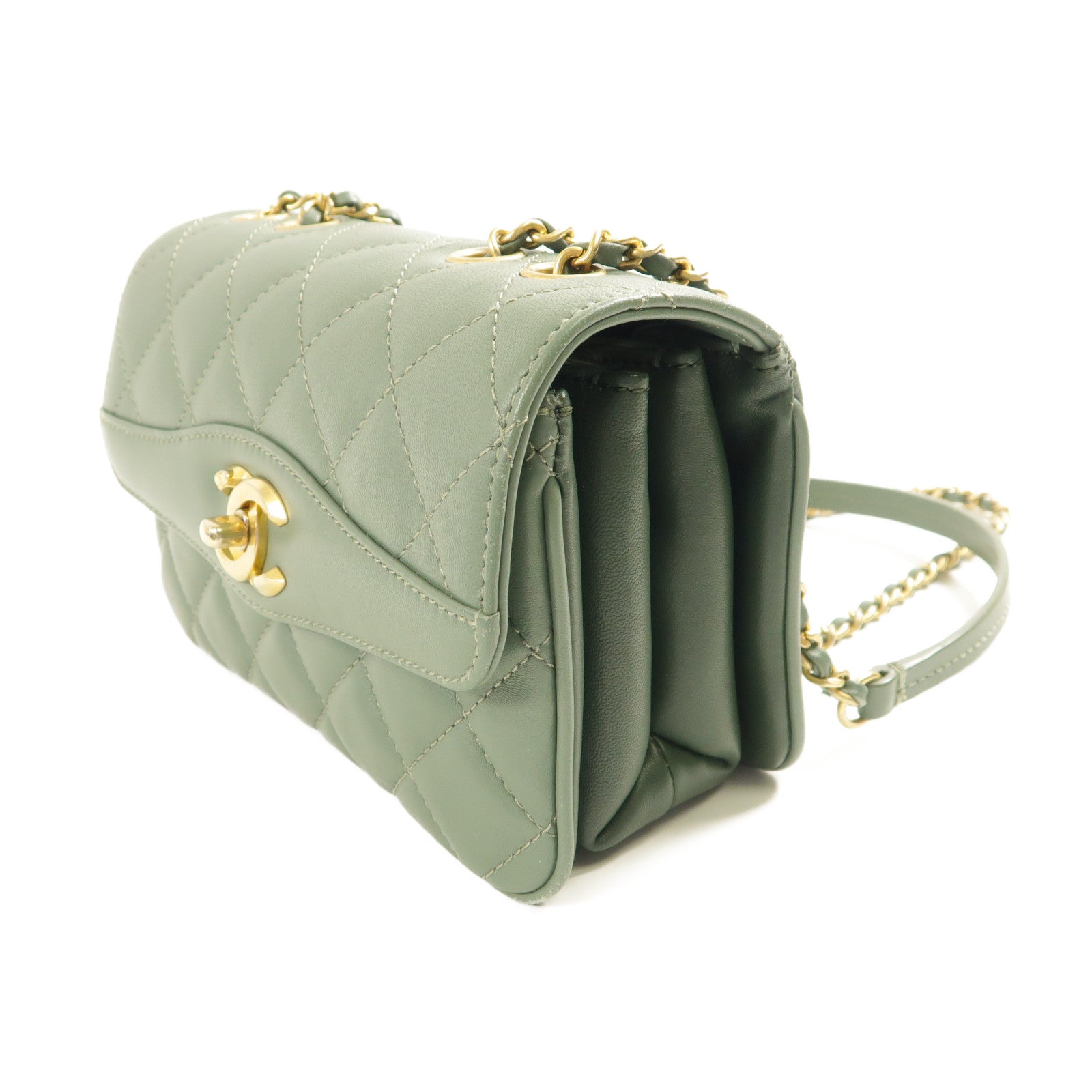 CHANEL 【激減優惠】羊皮皮革Chain Shoulder金扣鏈帶肩背袋