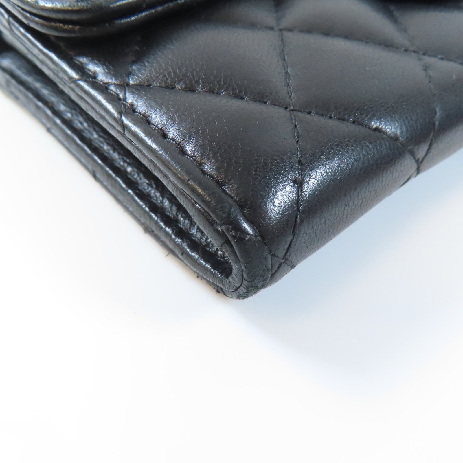 CHANEL 羊皮皮革Wallet銀扣錢包黑色