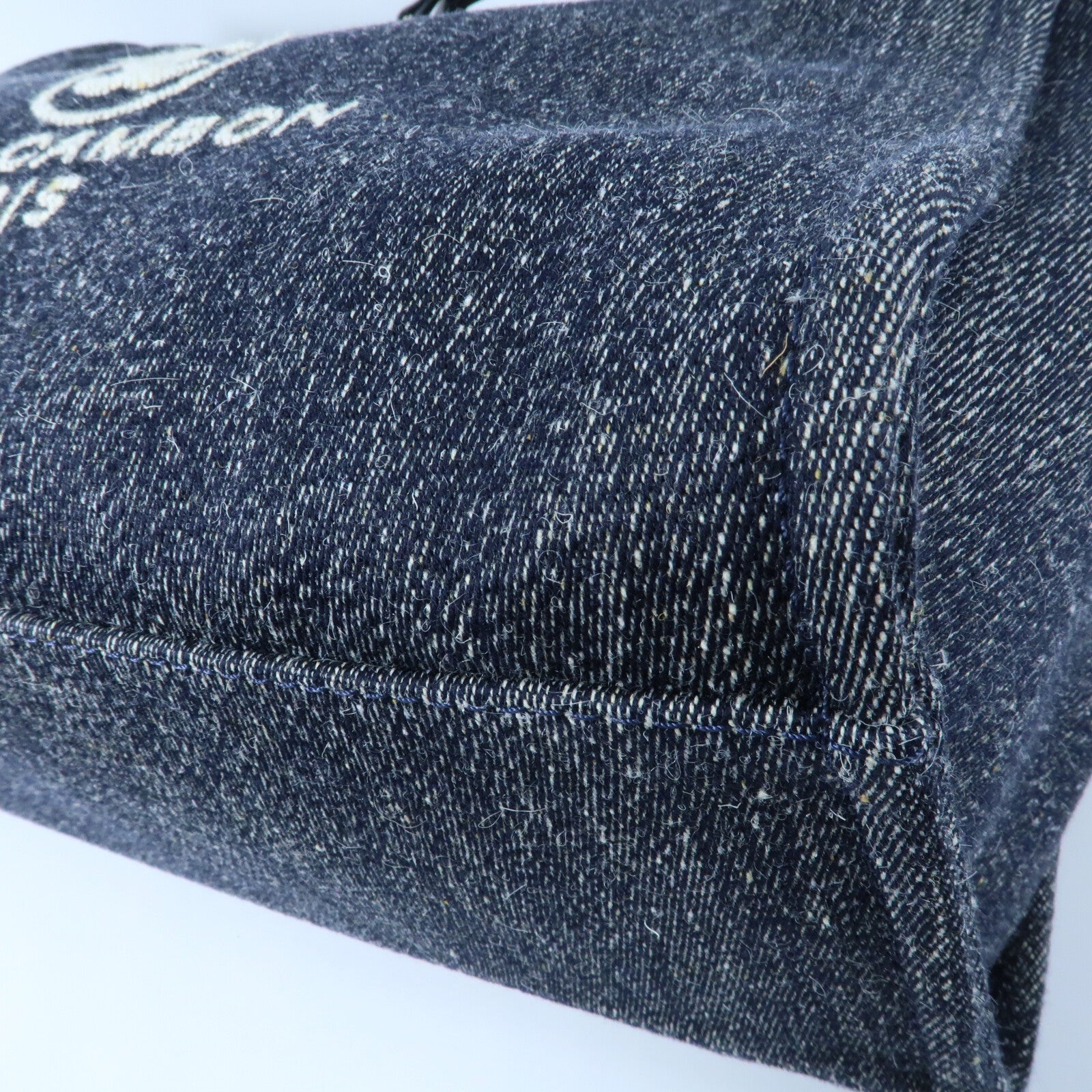 CHANEL 帆布Deauville Tote銀扣鏈帶手挽肩背兩用袋