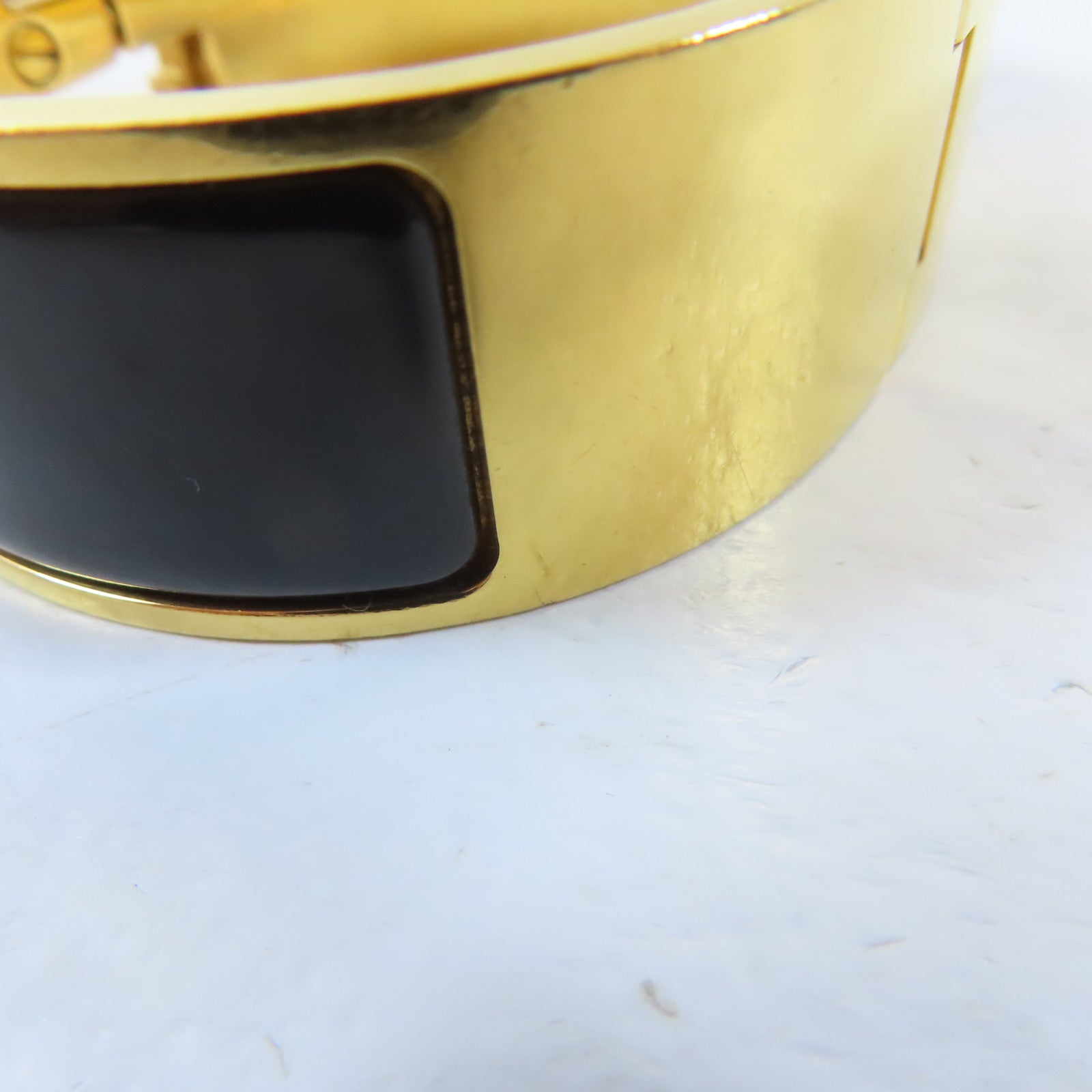 HERMES 金屬Clic Clac H Bracelet手鐲黑色/金色#16cm