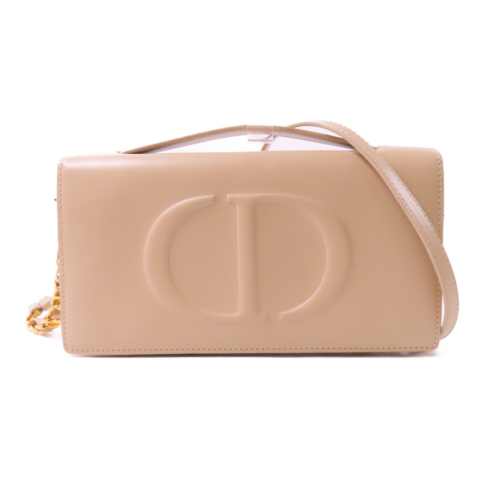 Dior 【激減優惠】牛皮皮革Shoulder Pouch金扣手挽肩背兩用袋米色
