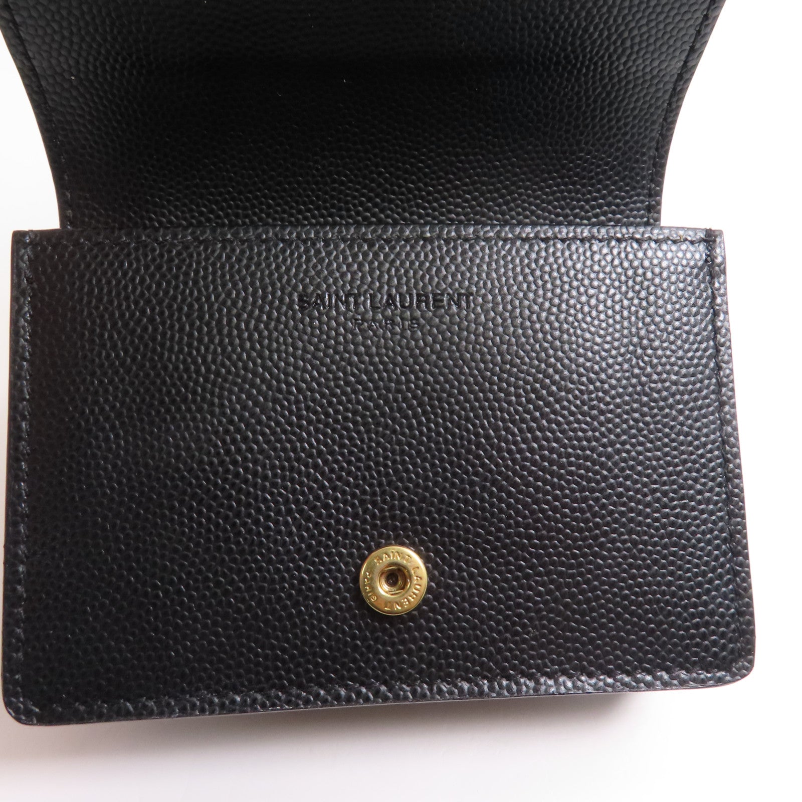 SAINT LAURENT YSL GHW Card Case Calfskin Leather Black