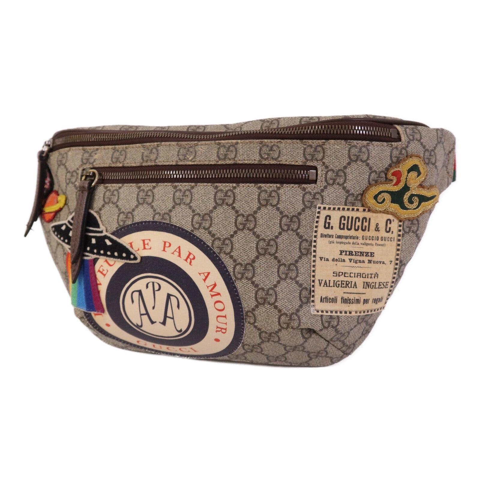 GUCCI 塗層帆布GG Supreme Courrier金扣腰包