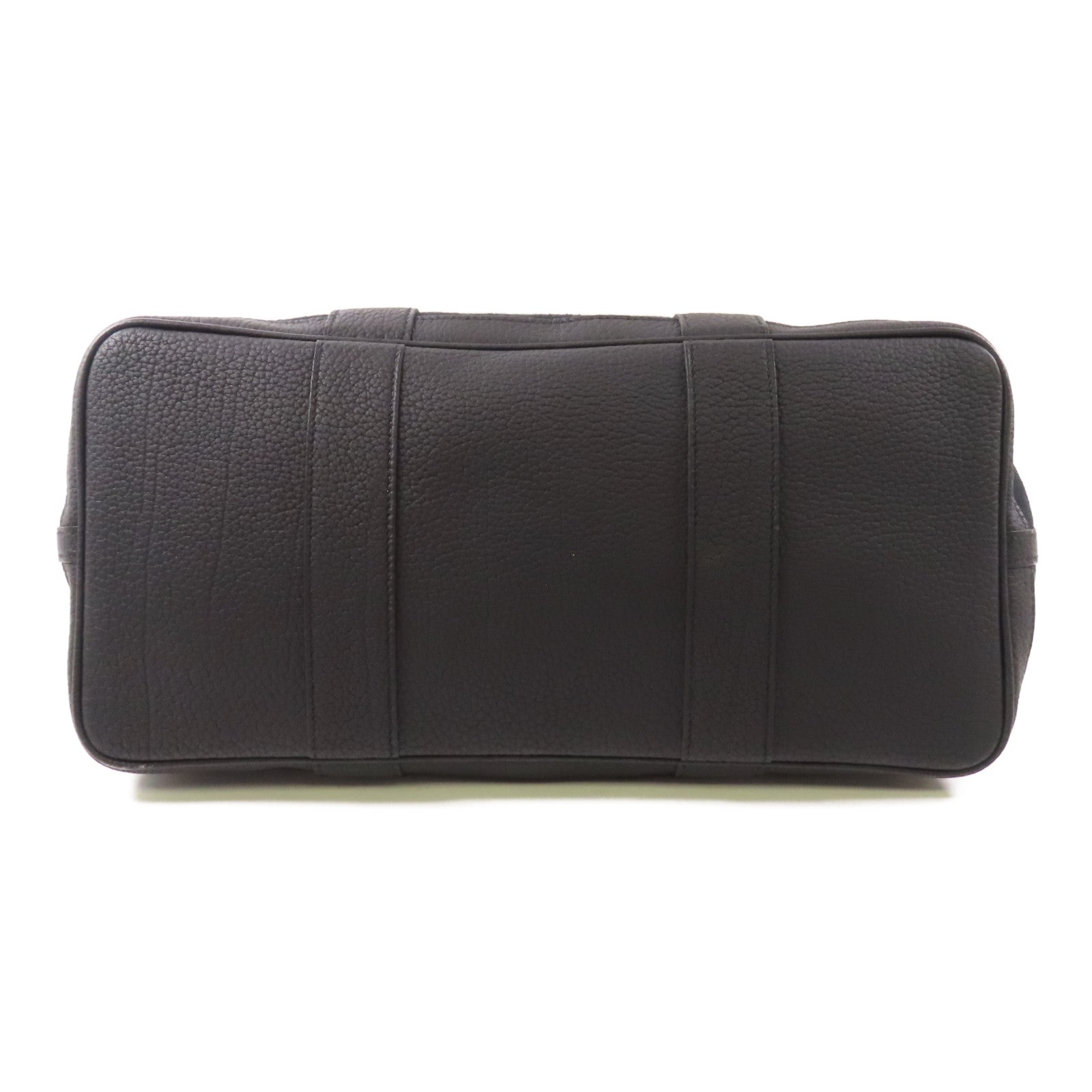 HERMES 帆布/皮革Garden Party PM銀扣手挽袋89 Noir/經典黑