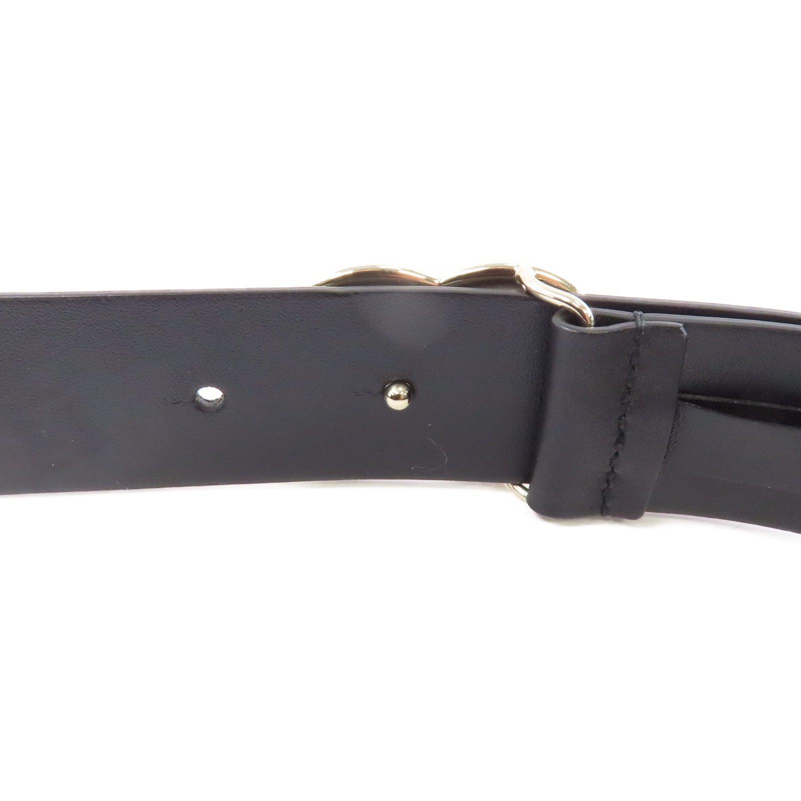 CHANEL 牛皮皮革Belt 90cm金扣皮帶黑色