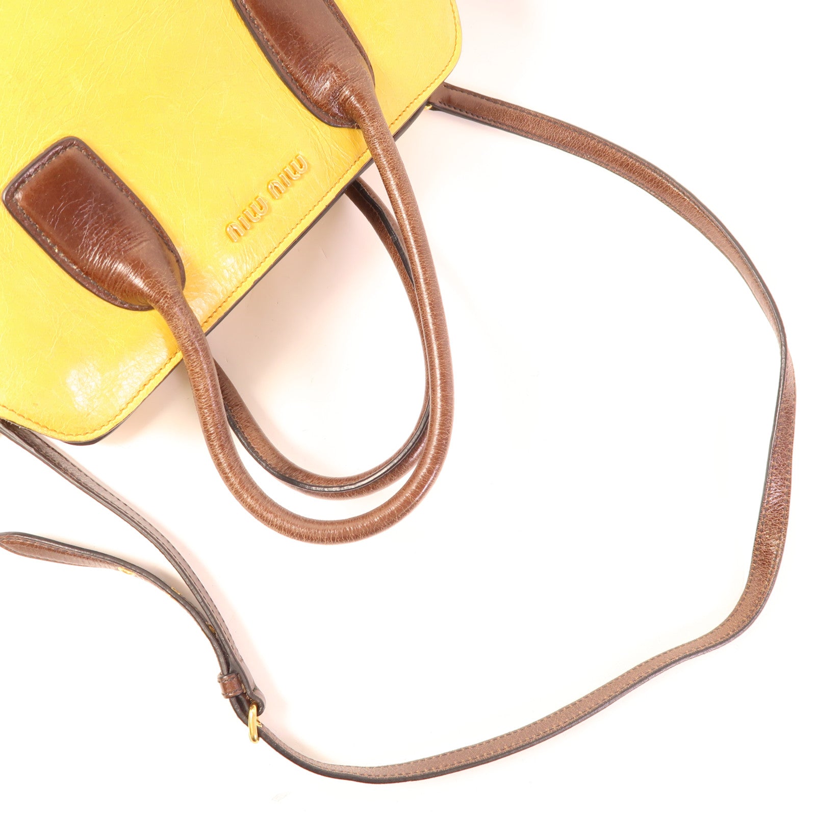 Miu Miu 牛皮皮革2 Way Shoulder Bag金扣手挽肩背兩用袋