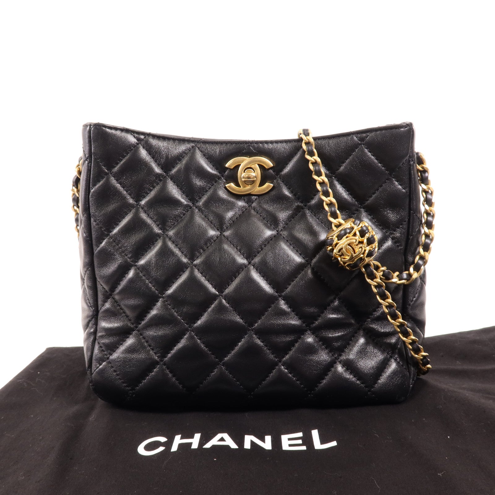 CHANEL 羊皮皮革Matelasse Small金扣鏈帶肩背袋