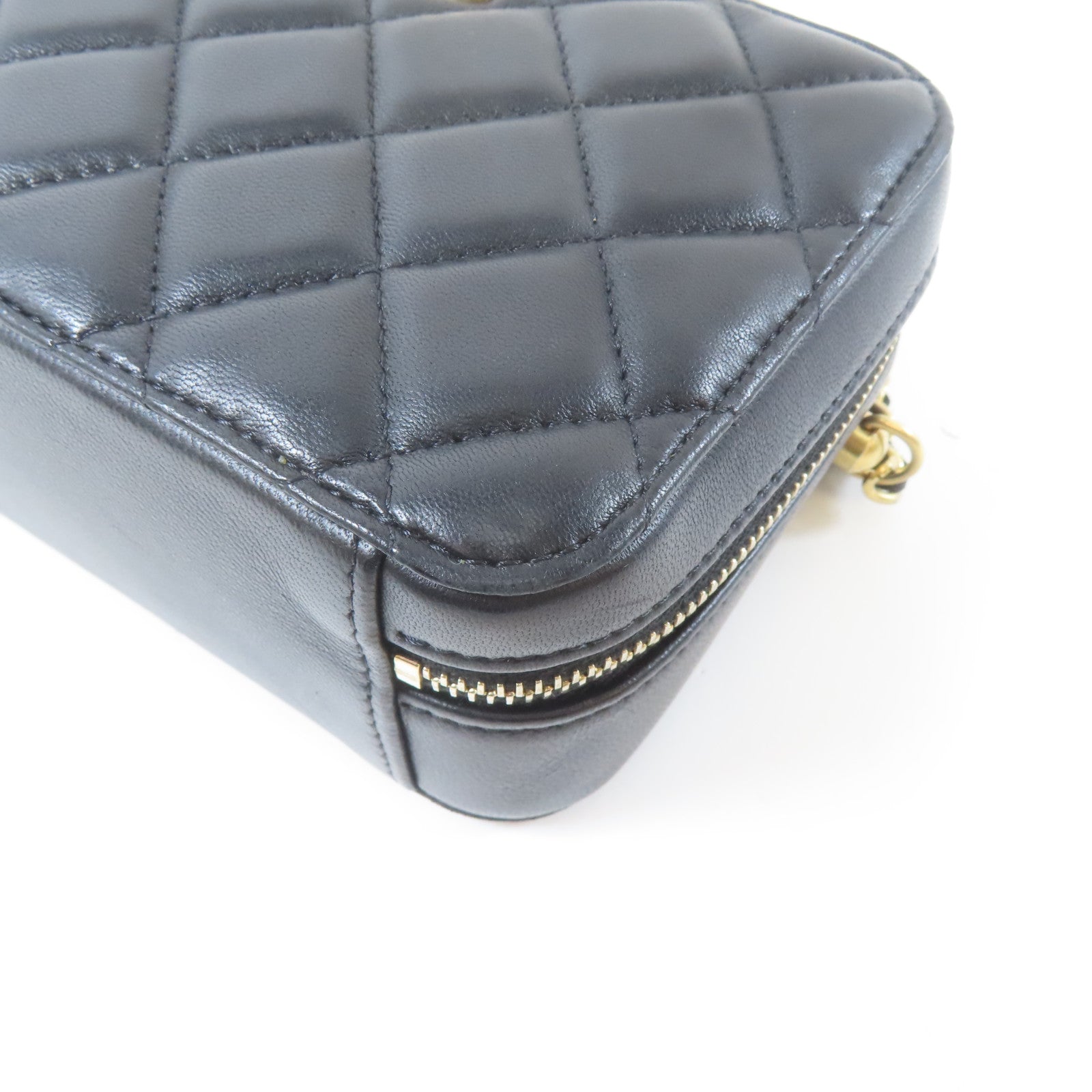 CHANEL 菱格羊皮皮革Chain Shoulder Bag金扣肩背袋黑色