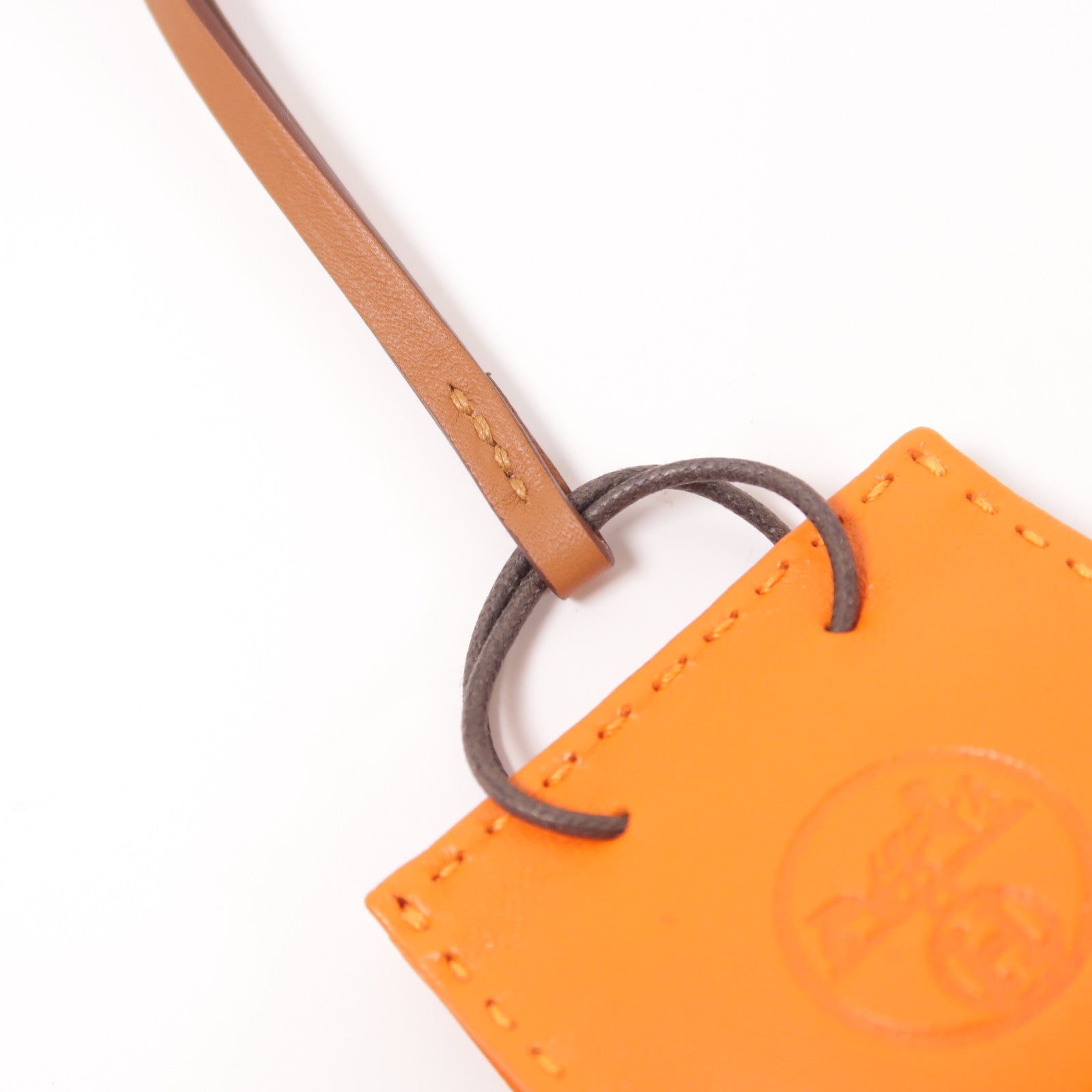 HERMES 皮革Charm掛飾Orange