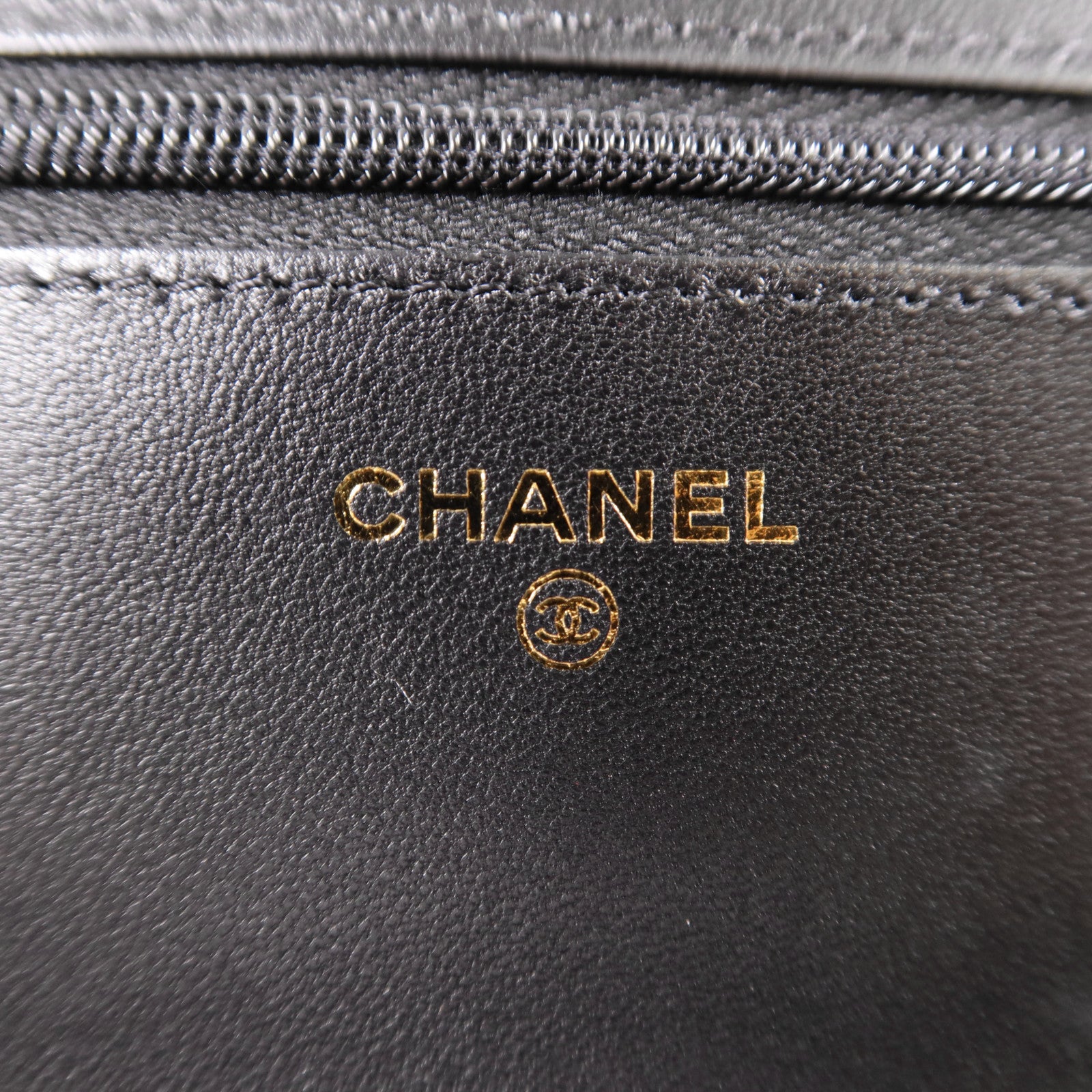 CHANEL CC GHW Chain Shoulder Bag Lambskin Leather Black