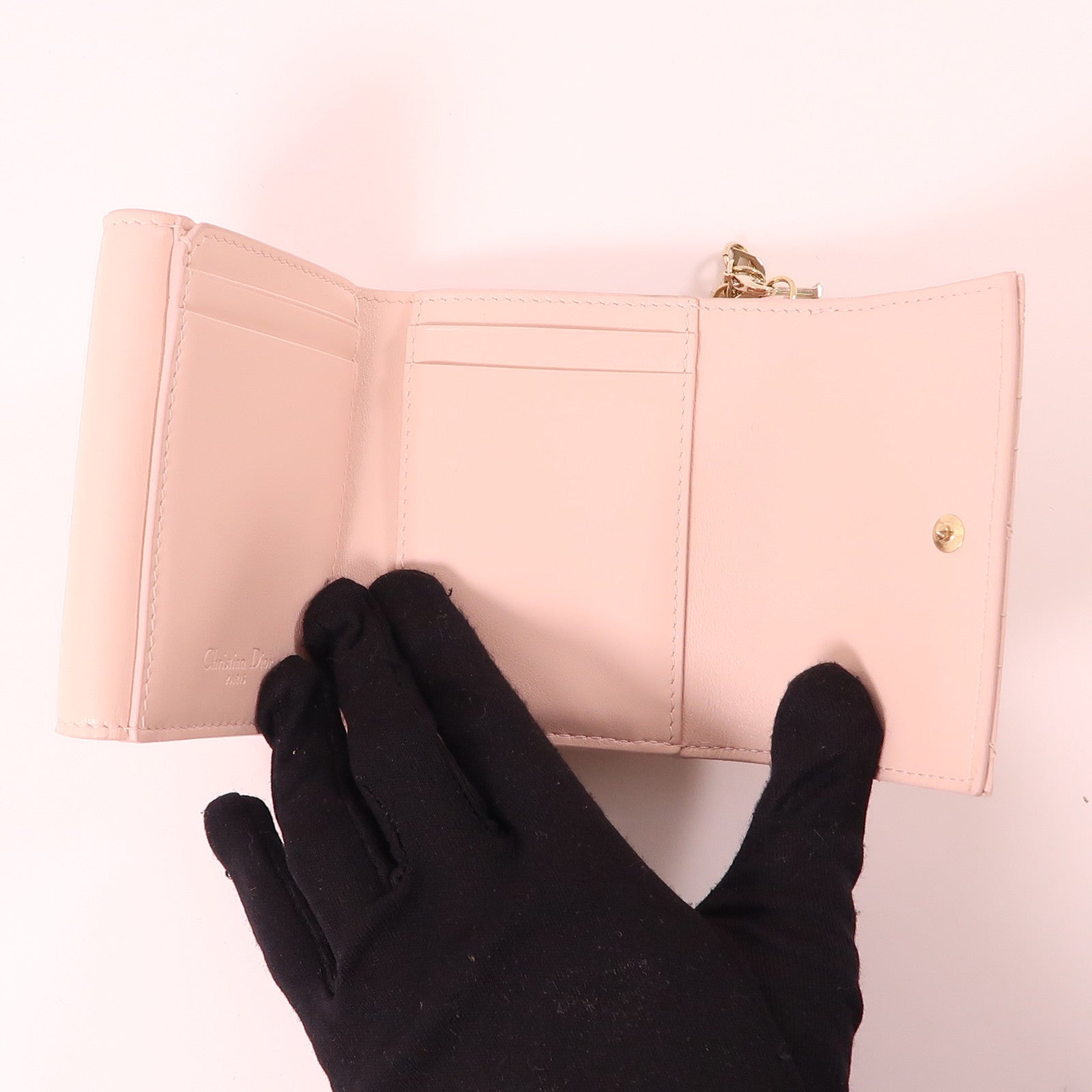 Dior 漆皮皮革Lady Dior Lotus Wallet金扣錢包