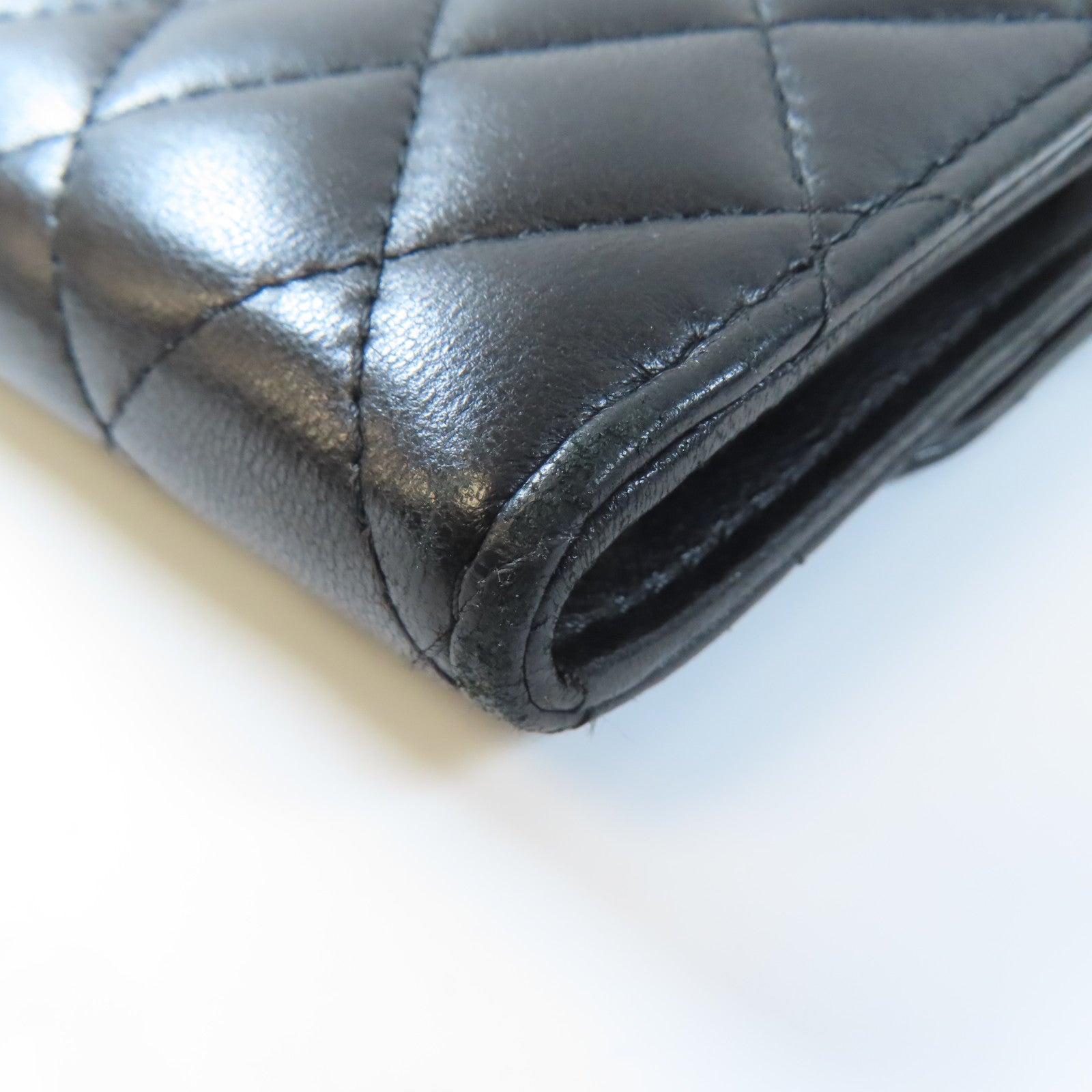 CHANEL 羊皮皮革Wallet銀扣錢包黑色