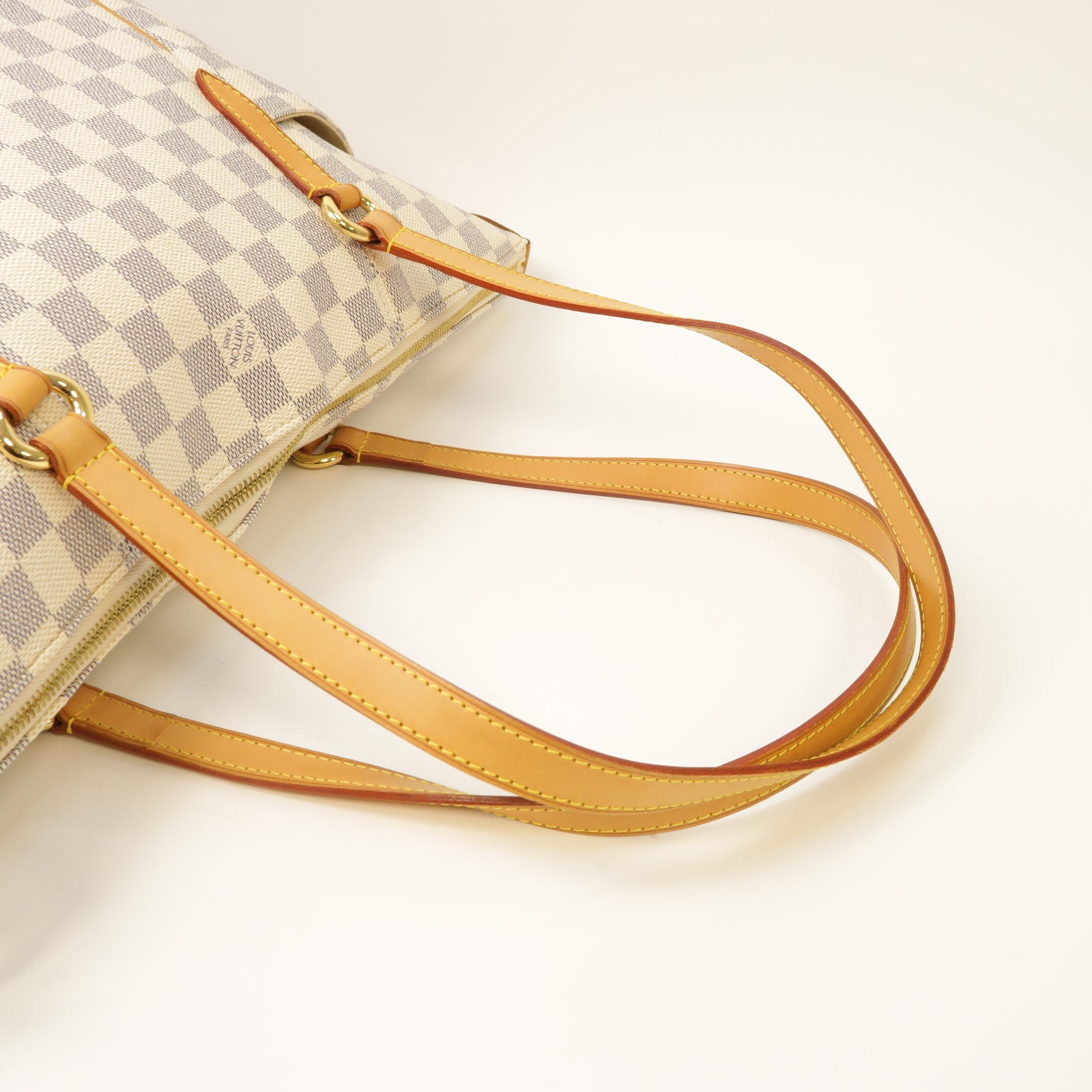 LOUIS VUITTON 【激減優惠】Damier Azur Totally MM銀扣手挽袋白色
