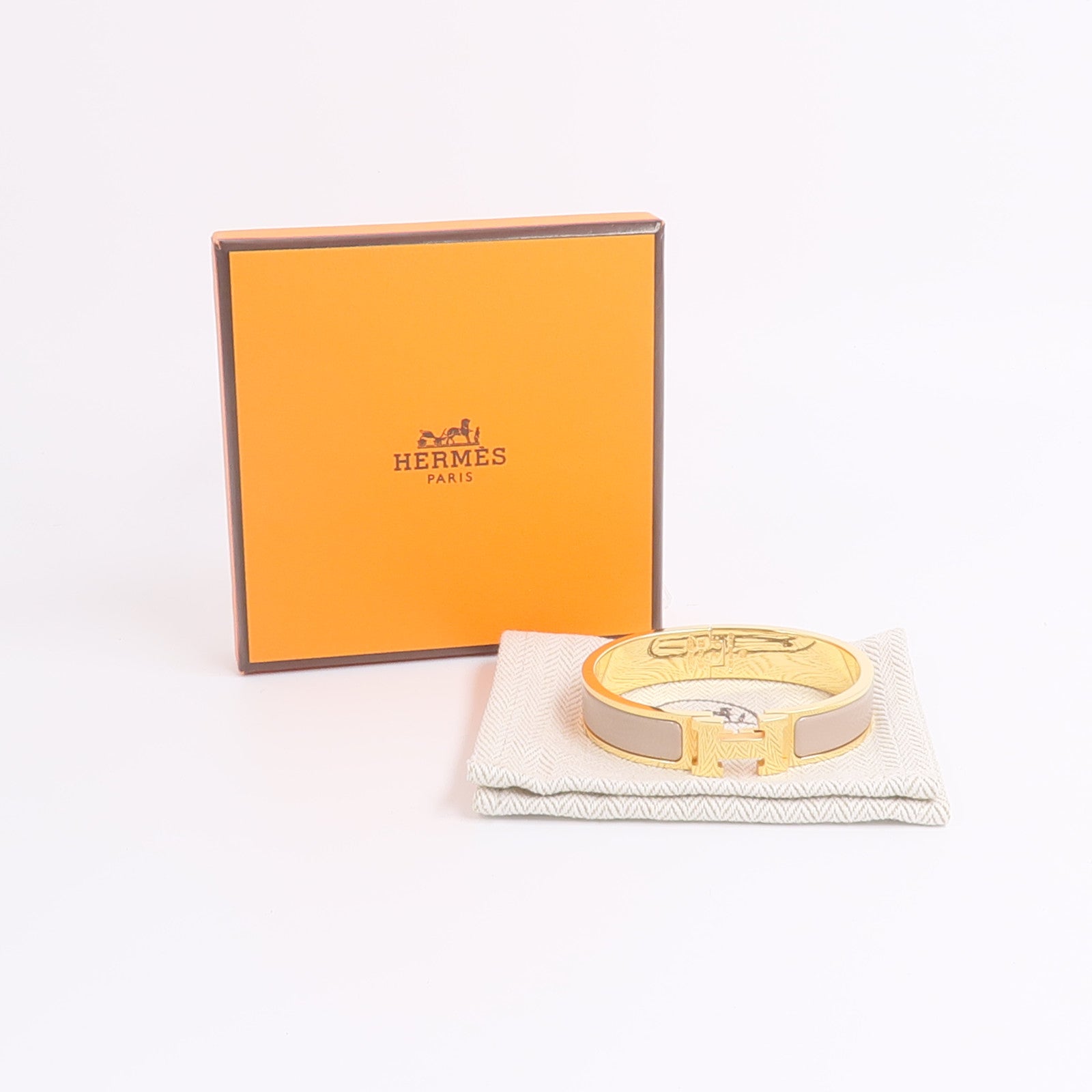 HERMES 金屬Clic-H手鐲Marron Glace