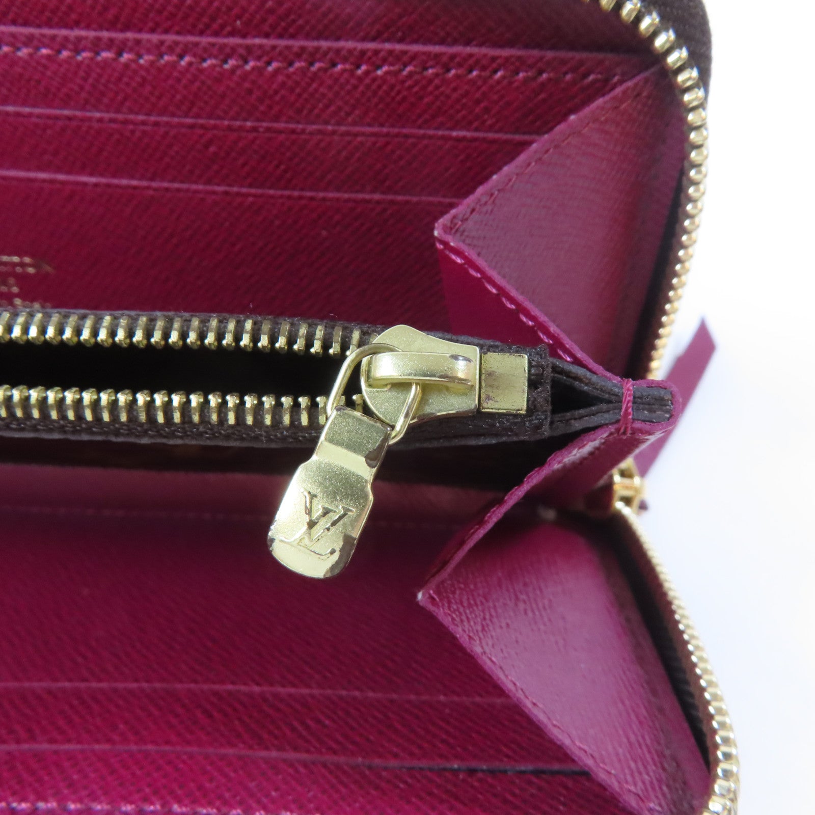 LOUIS VUITTON Monogram Clemence Wallet金扣長錢包啡色/紫紅色