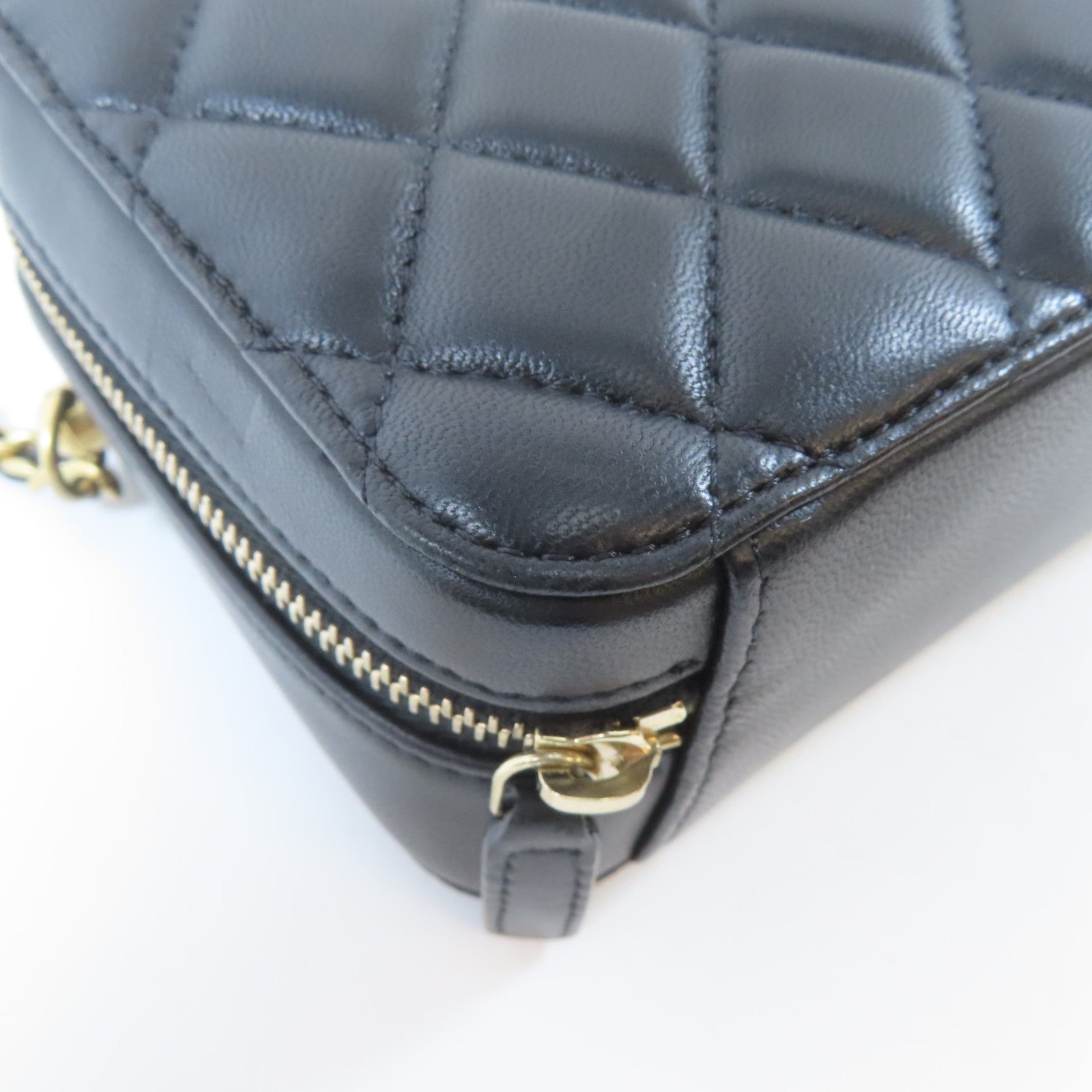 CHANEL 菱格羊皮皮革Chain Shoulder Bag金扣肩背袋黑色