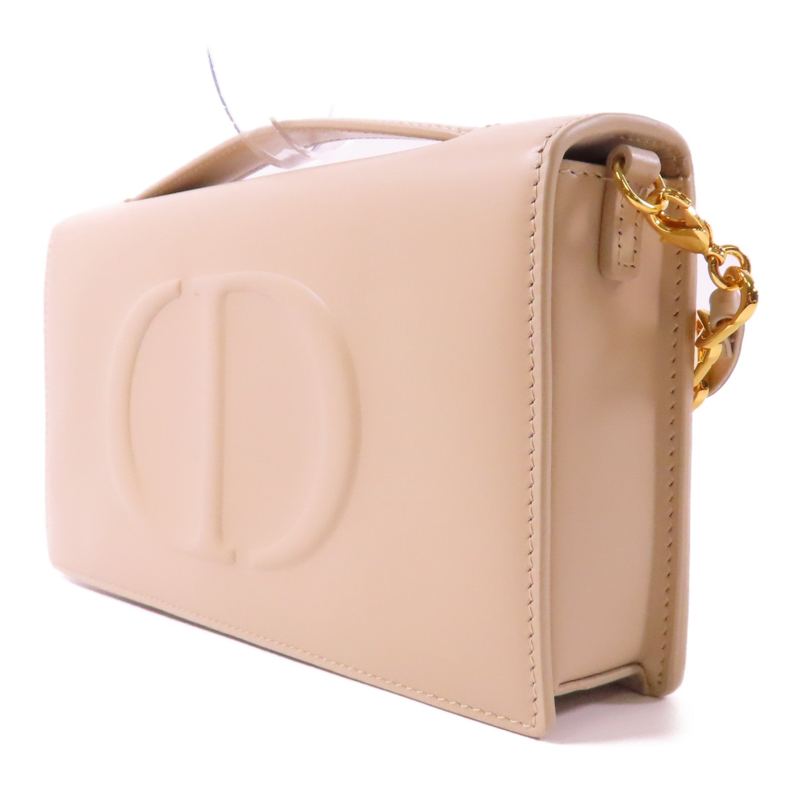 Dior 【激減優惠】牛皮皮革Shoulder Pouch金扣手挽肩背兩用袋米色