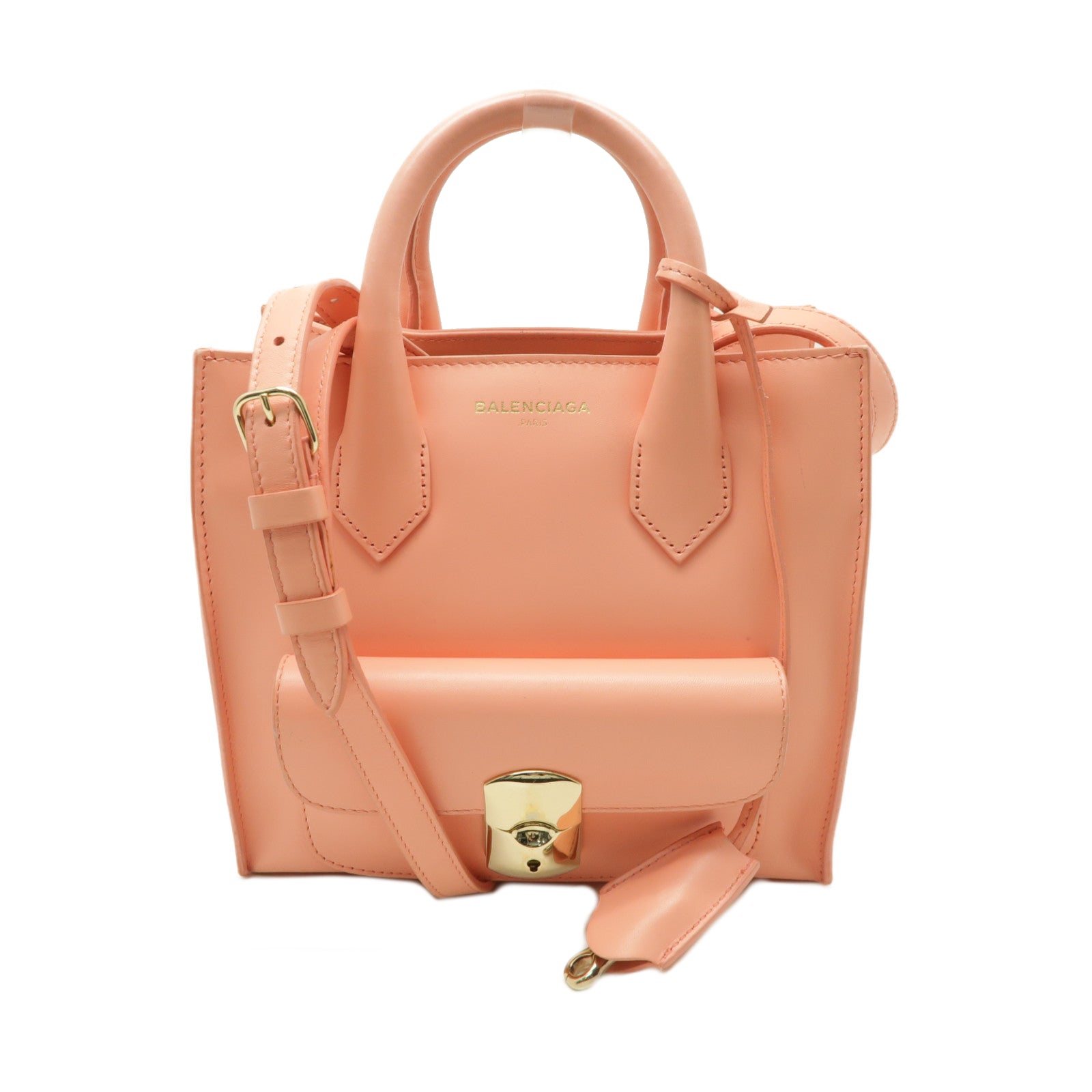 BALENCIAGA 【激減優惠】牛皮皮革Mini Padlock All Afternoon金扣手挽肩背兩用袋粉紅色