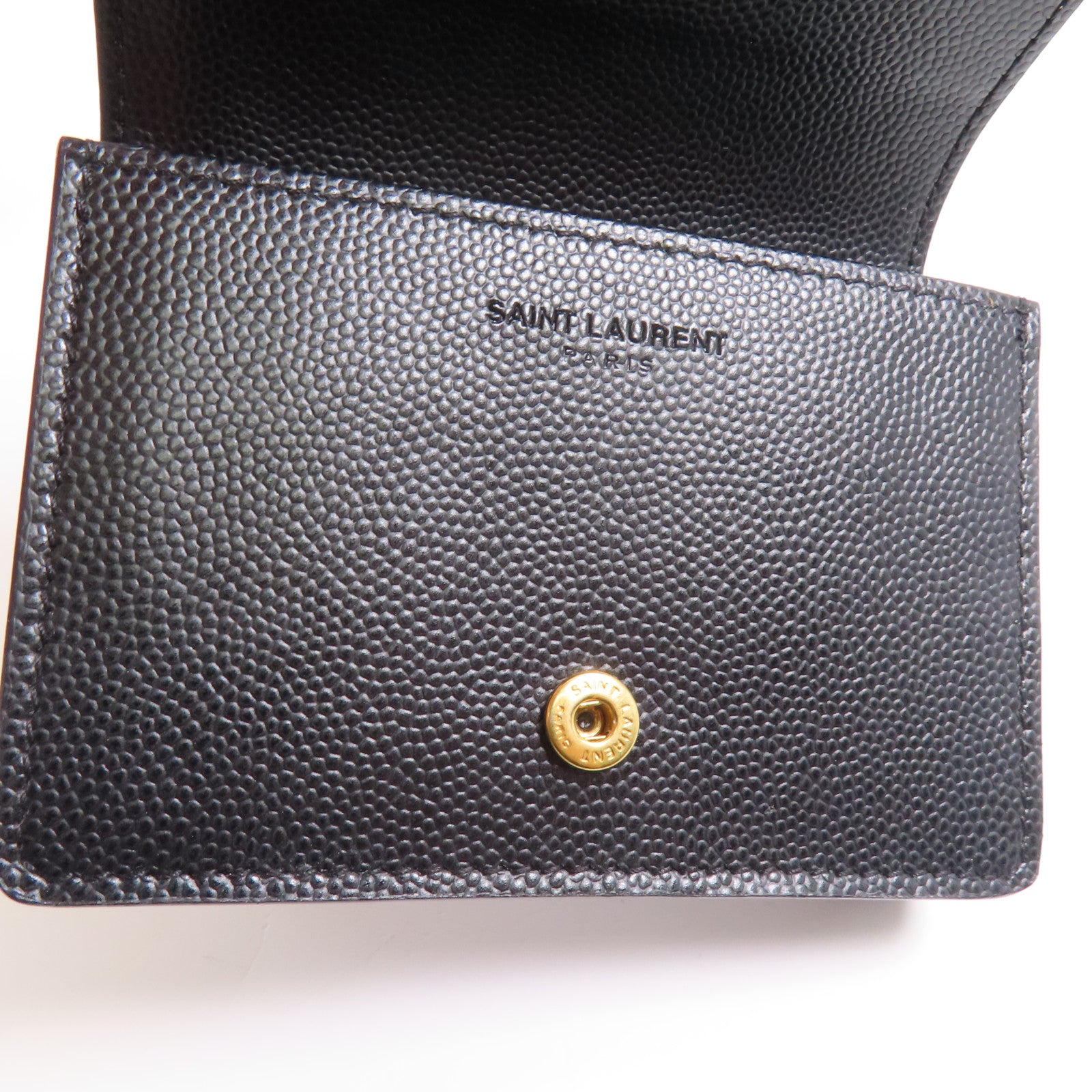 SAINT LAURENT YSL GHW Card Case Calfskin Leather Black