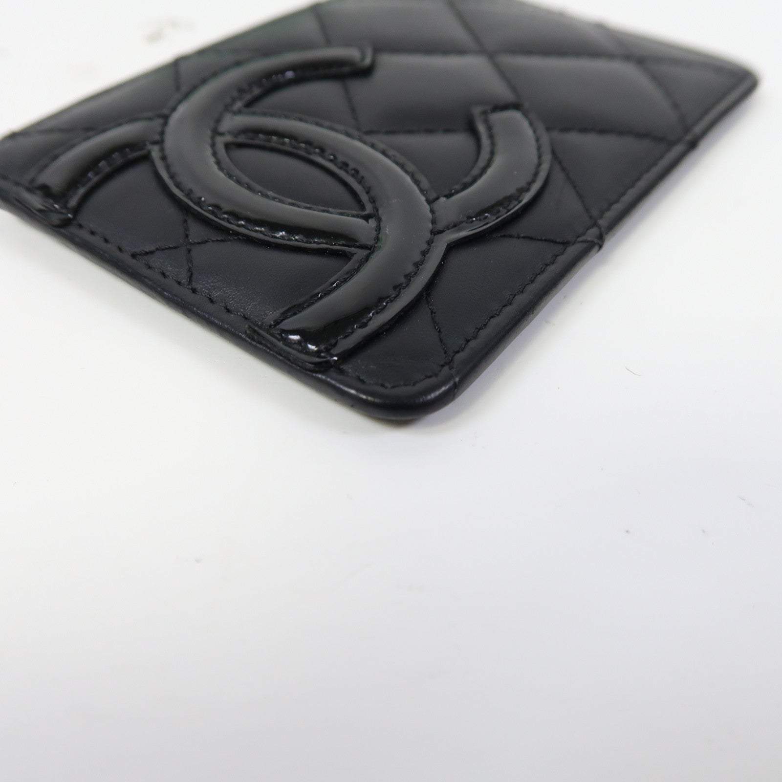 CHANEL 菱格牛皮皮革Cambon Line Case卡片套黑色