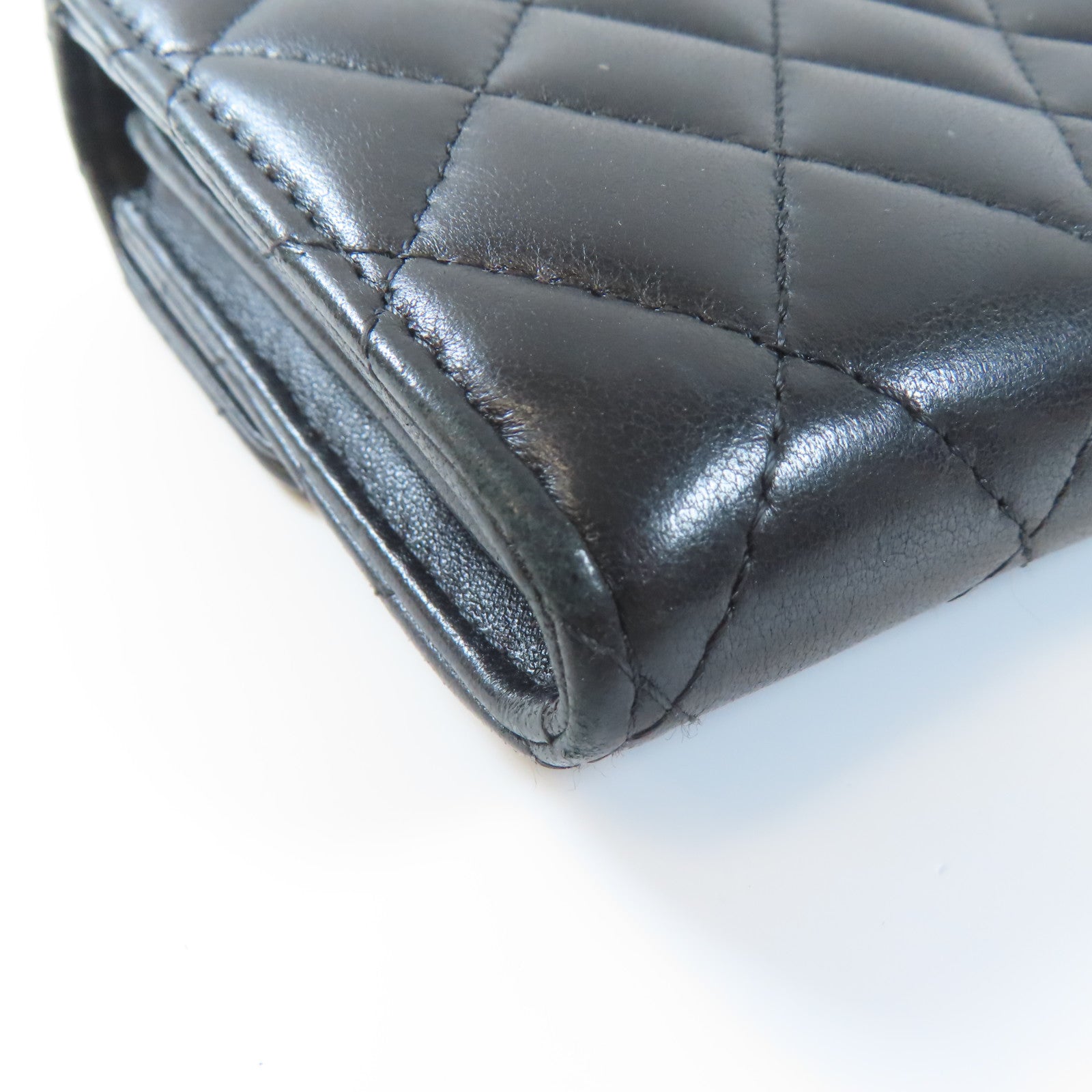 CHANEL 羊皮皮革Wallet銀扣錢包黑色