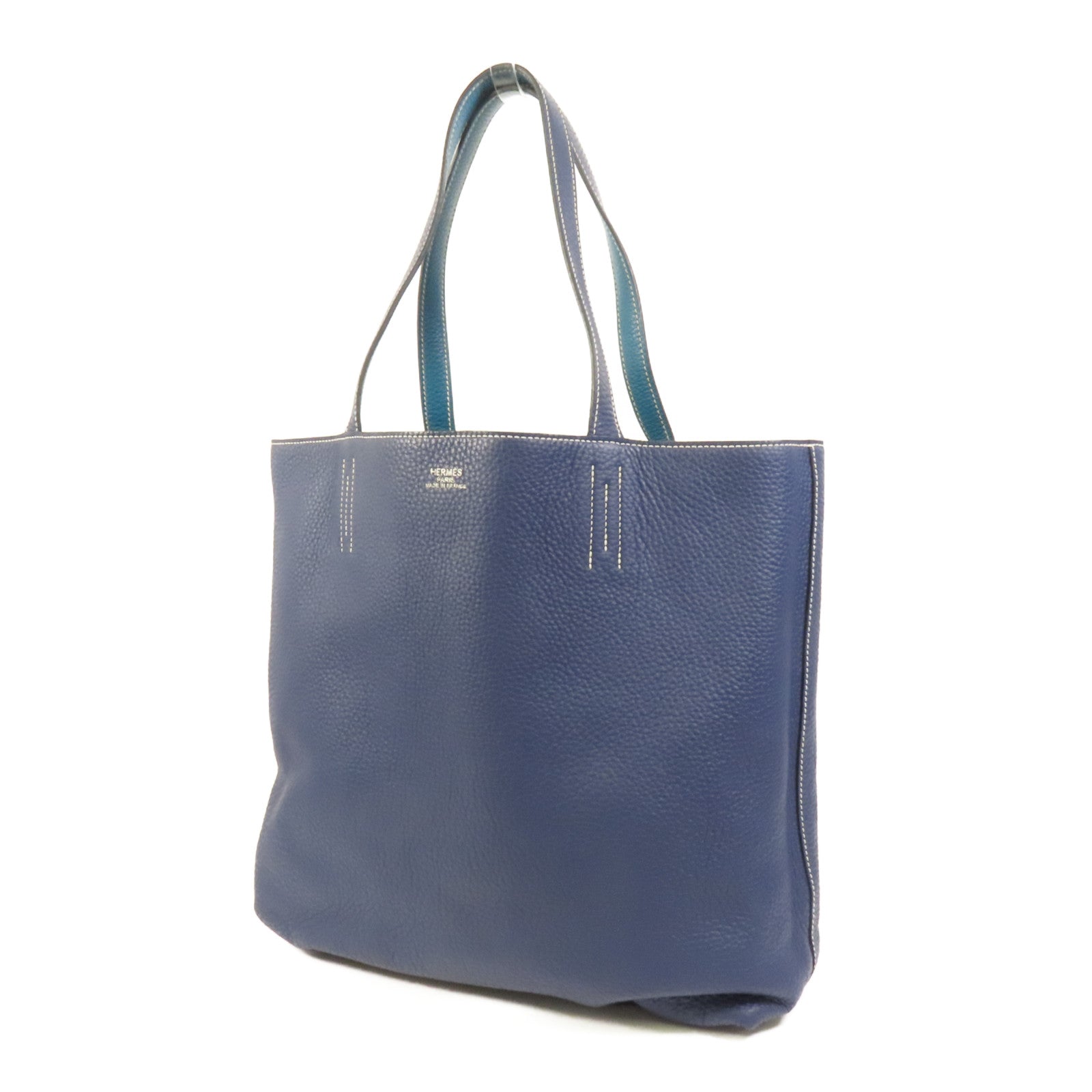 HERMES Clemence皮革Double Sens肩背袋Bleu Nuit