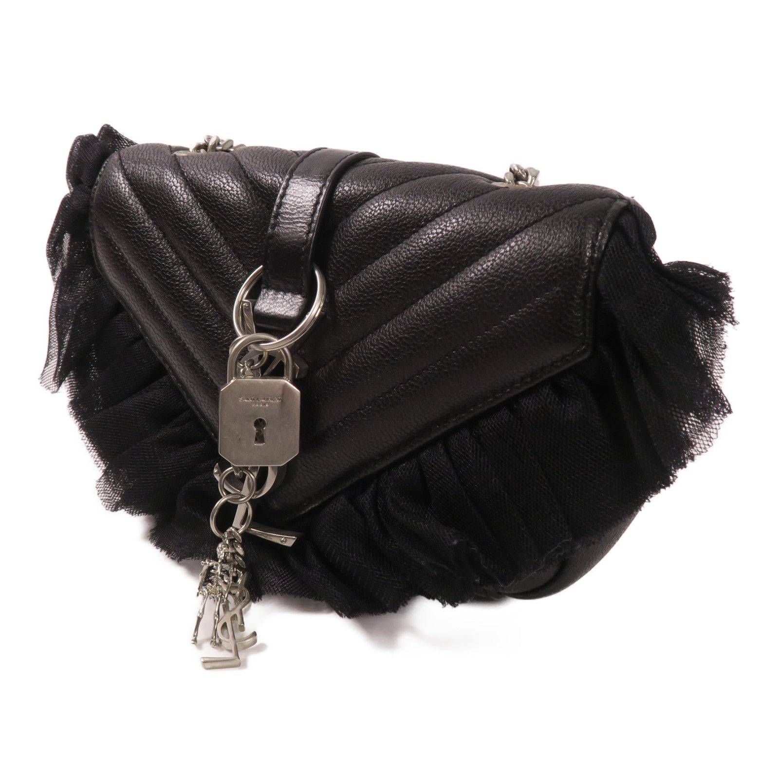 SAINT LAURENT 牛皮皮革Chain Shoulder Bag銀扣肩背袋