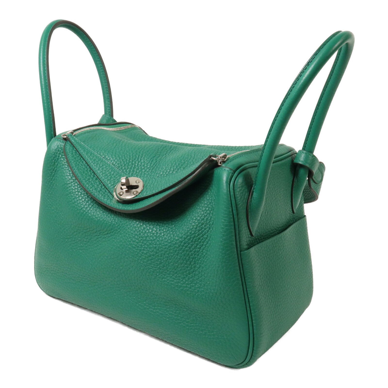 HERMES Clemence皮革Lindy 26手挽肩背兩用袋Vert Jade