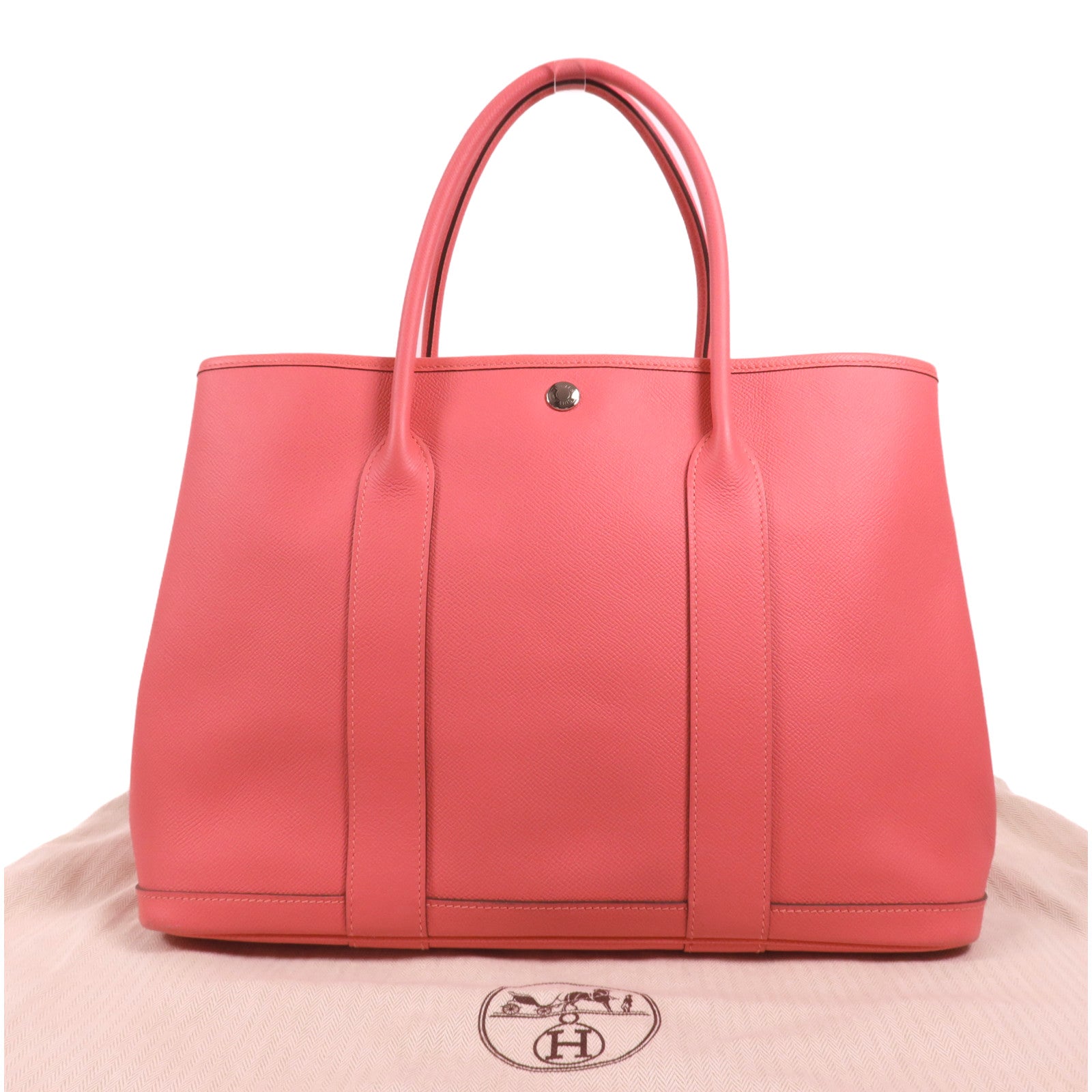 HERMES Epsom皮革Garden Party PM銀扣手挽袋Rose Azalee
