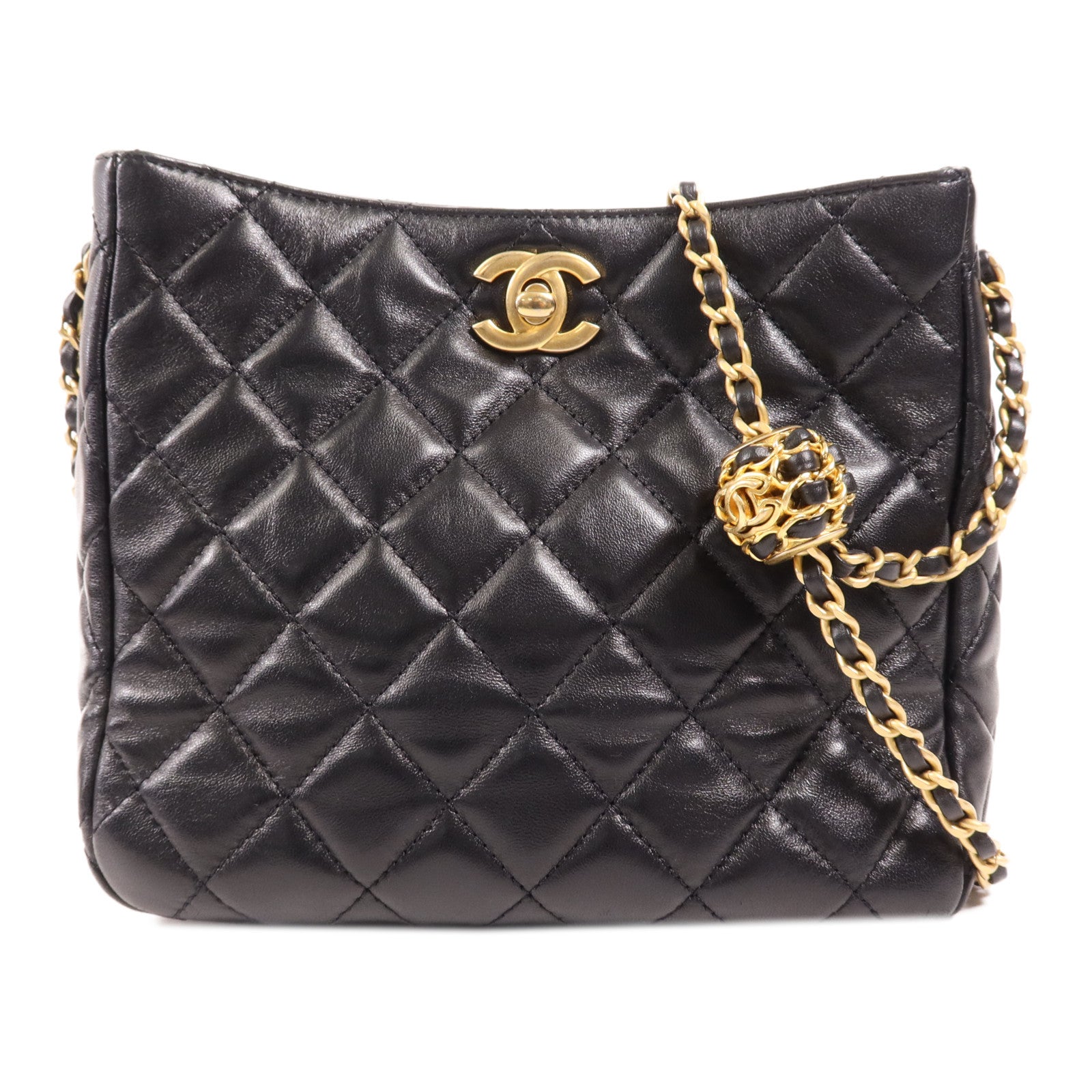 CHANEL 羊皮皮革Matelasse Small金扣鏈帶肩背袋