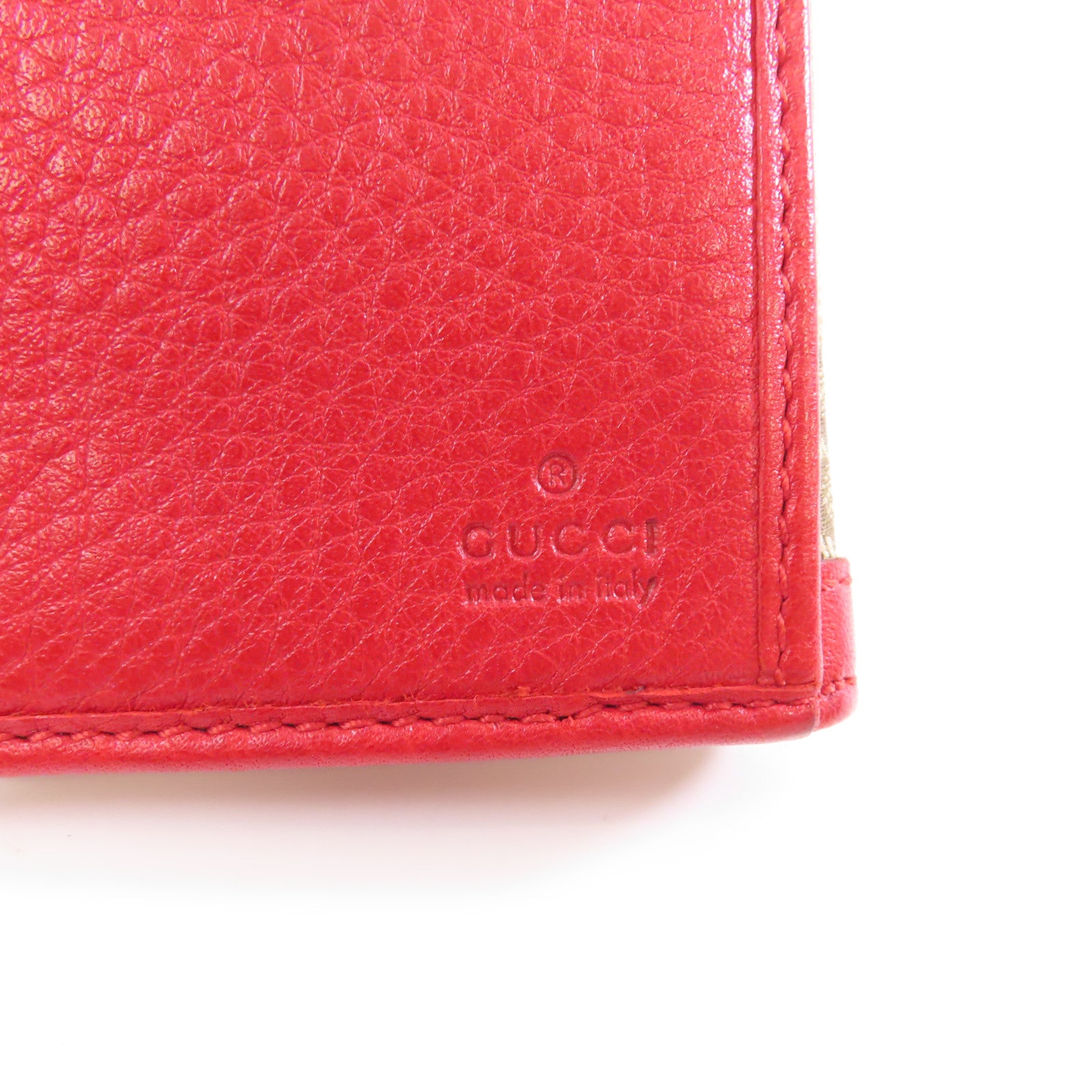 GUCCI 帆布Long Wallet金扣長錢包棕色/紅色