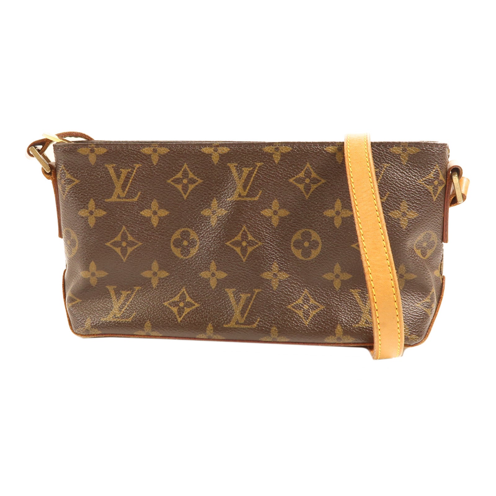 LOUIS VUITTON Monogram Trotteur金扣肩背袋棕色