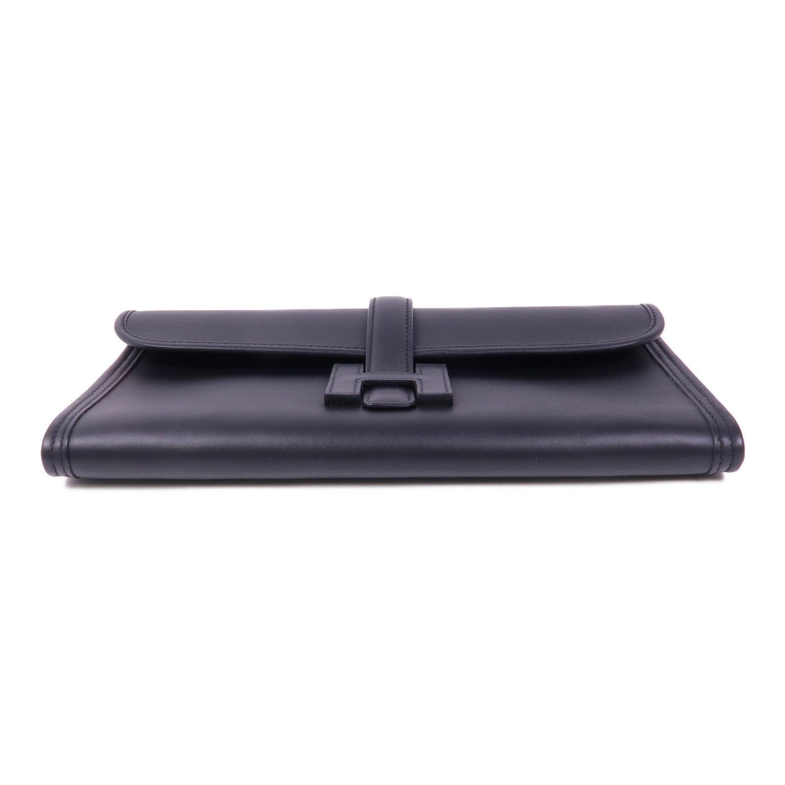 HERMES Jige PM Clutch Handbag Swift Leather 89 Noir